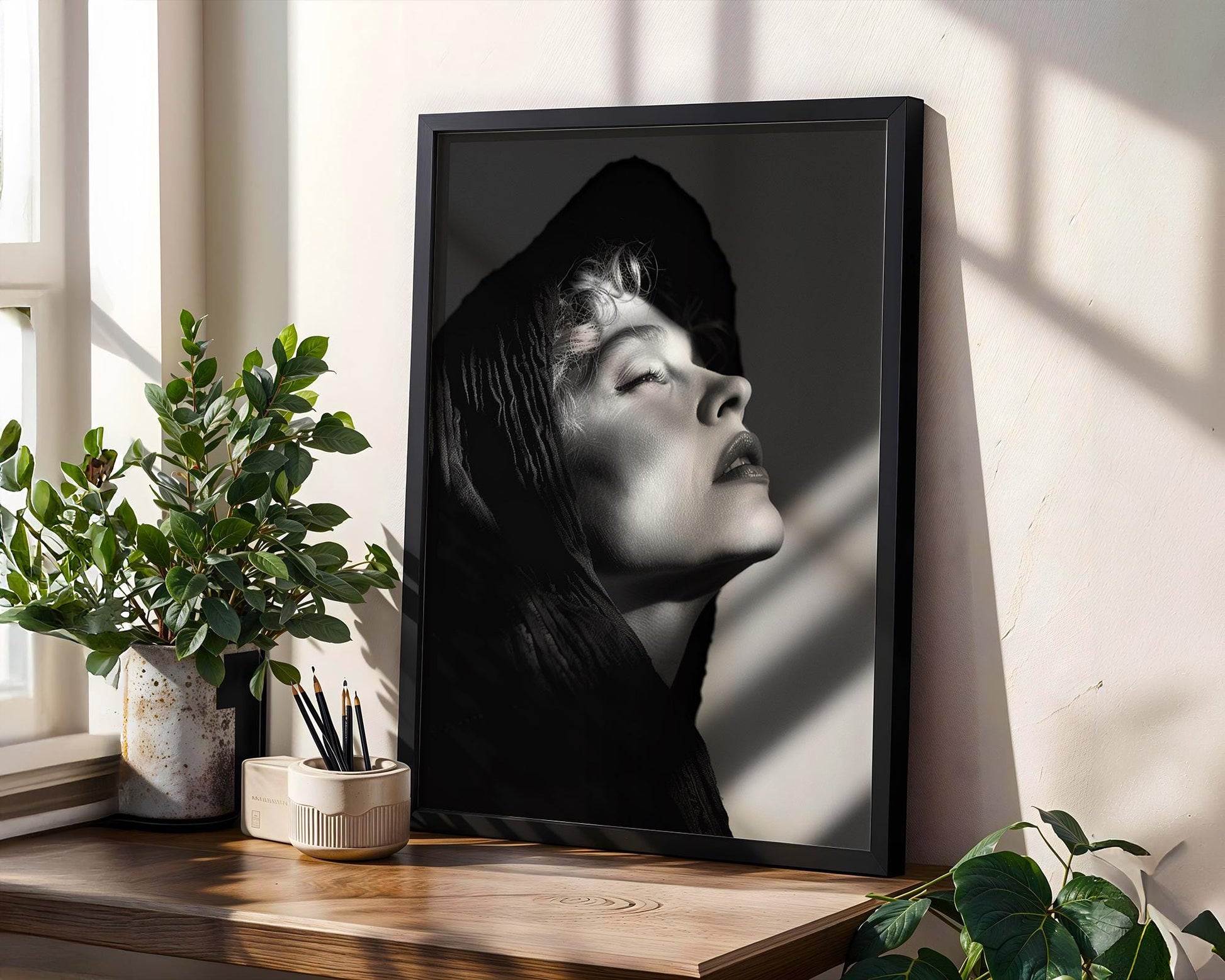 Minimal Wall Art Woman Portrait Print | Elegant Black and White Photography, Modern Minimalist Art wall art print, minimalist black and white poster, modern Scandinavian wall decor, Monohaus