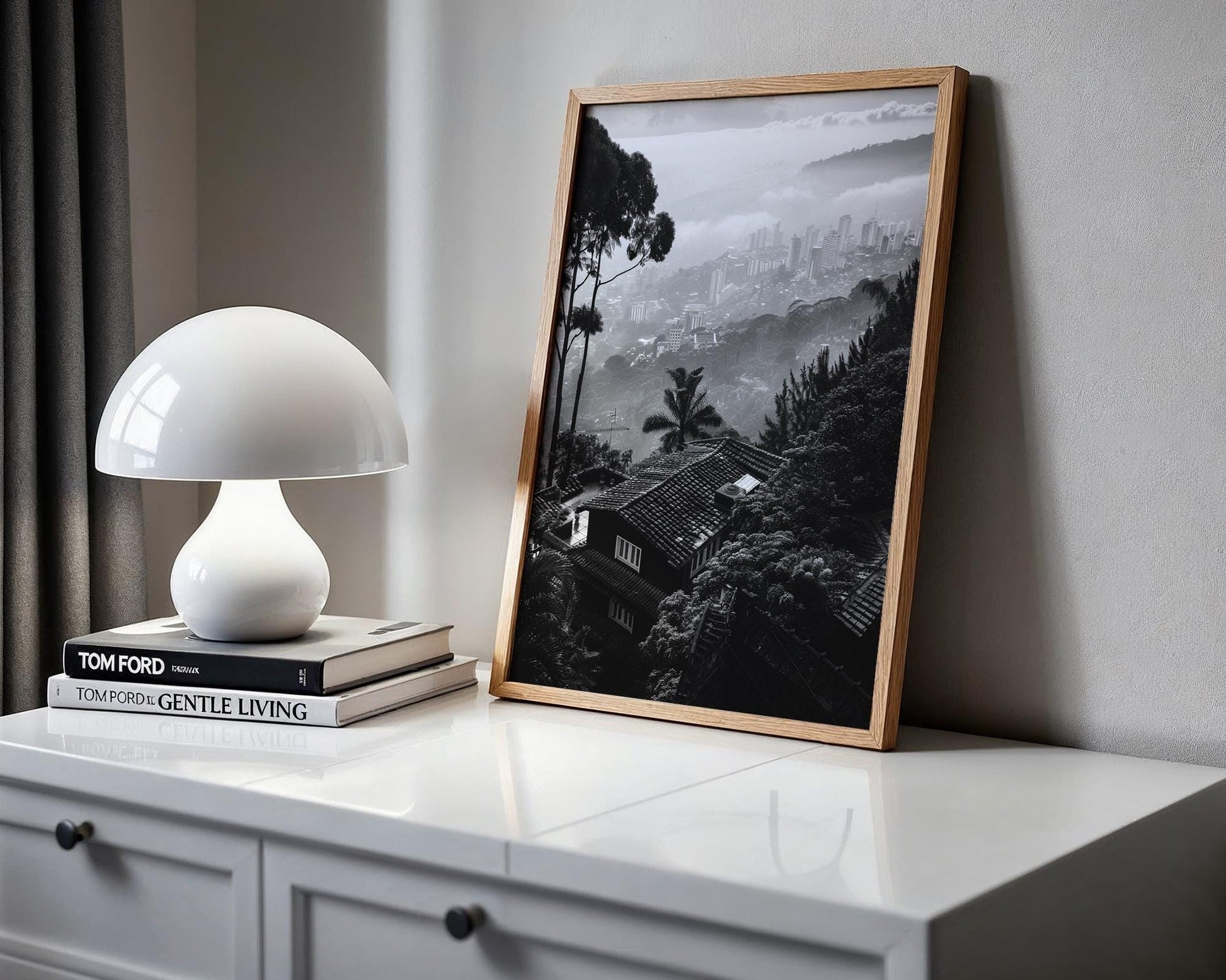 World Landmark | San Francisco Skyline Print | Foggy Black and White Urban Photography black and white photo print, minimalist monochrome wall art poster for modern interiors, Monohaus