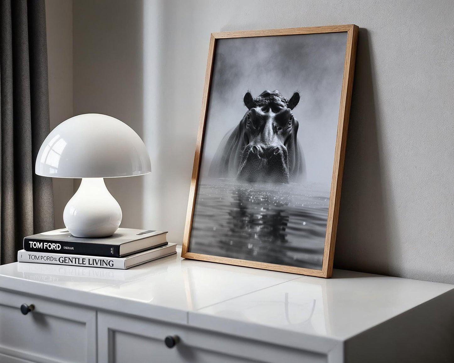 Wildlife Poster | Hippo Portrait Print | Minimalist Black & White  Photography wall art print, minimalist black and white poster, modern Scandinavian wall decor, Monohaus