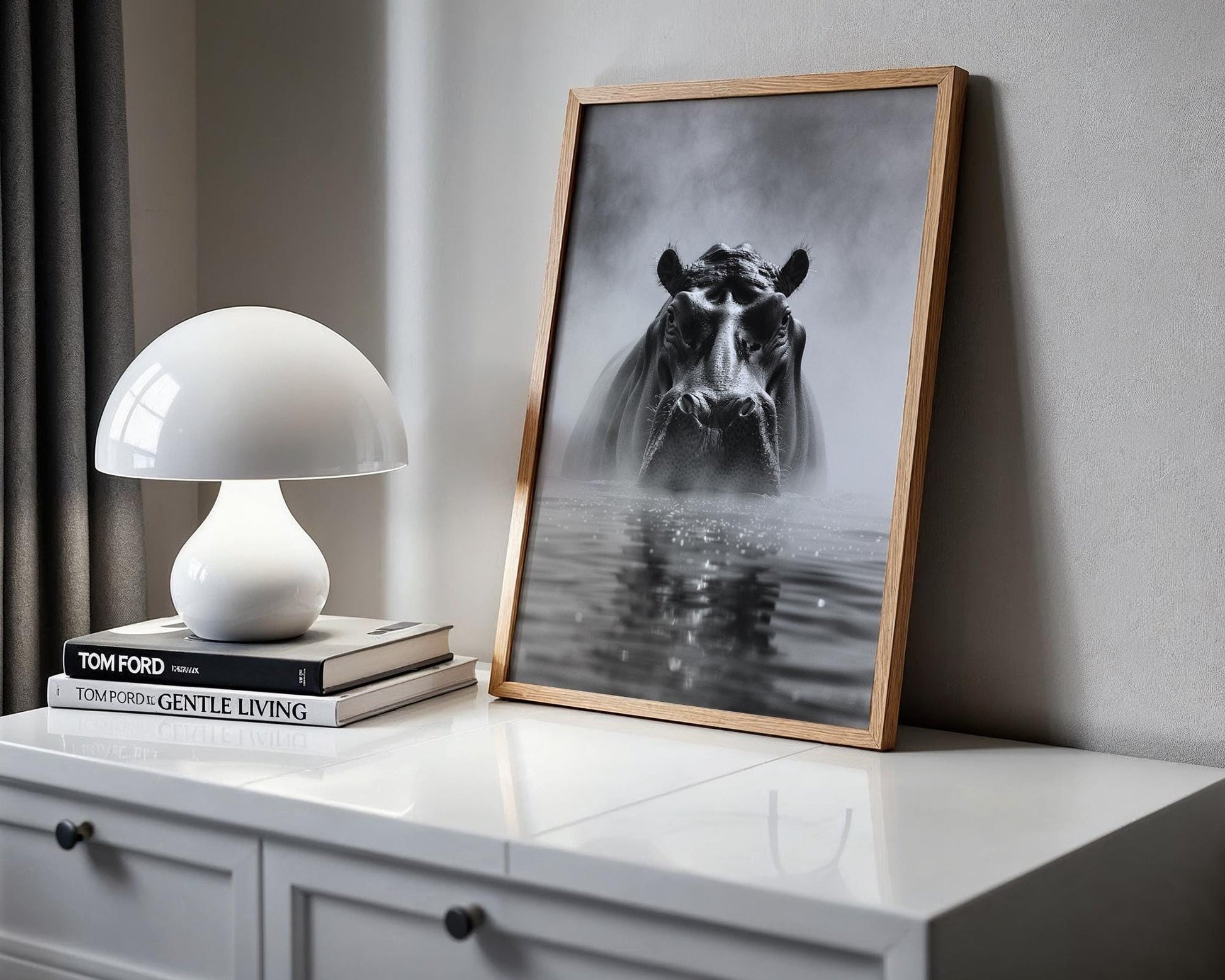 Wildlife Poster | Hippo Portrait Print | Minimalist Black & White  Photography wall art print, minimalist black and white poster, modern Scandinavian wall decor, Monohaus