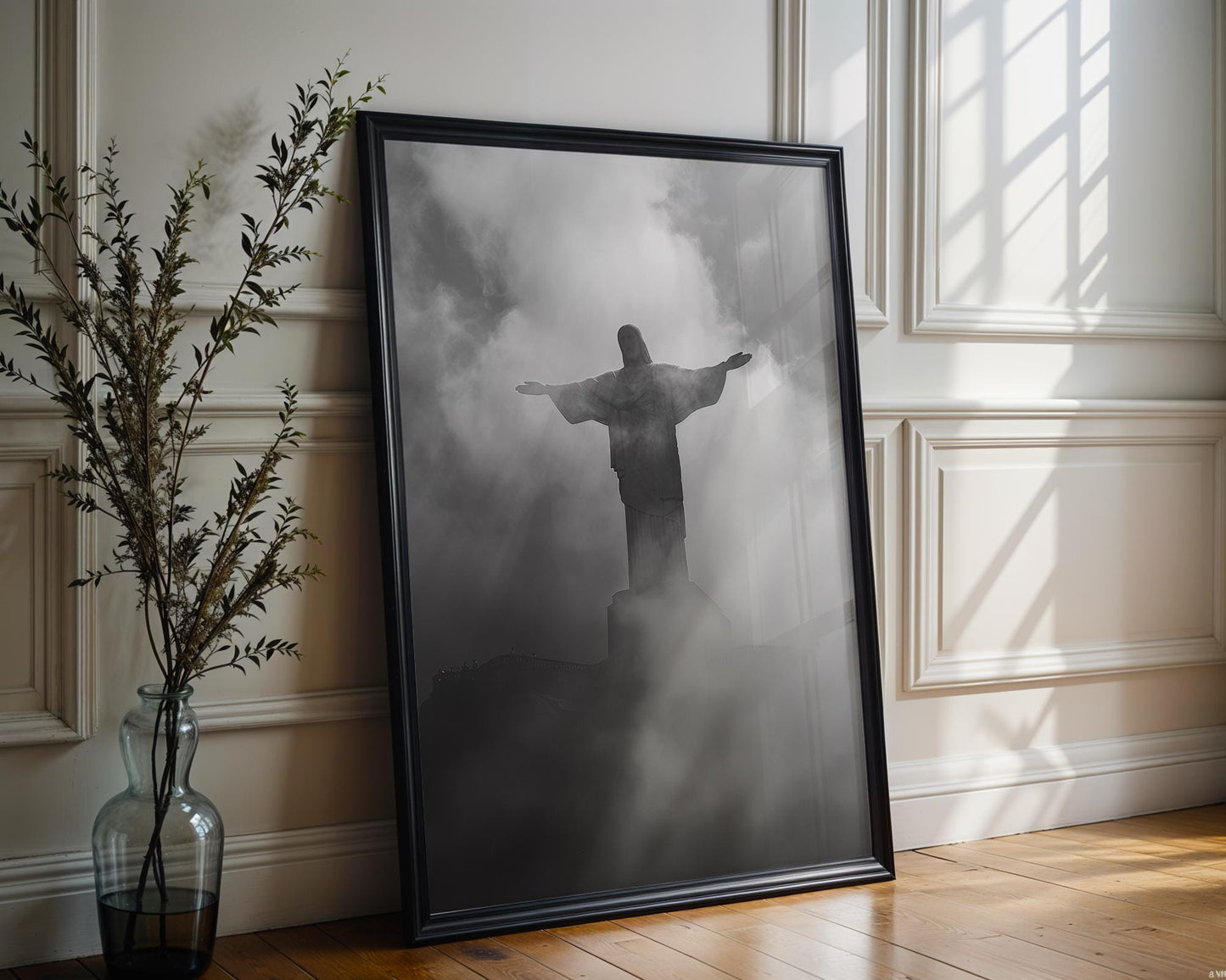 World Landmark | Christ the Redeemer Print | Black and White Rio de Janeiro Photography wall art print, minimalist black and white poster, modern Scandinavian wall decor, Monohaus