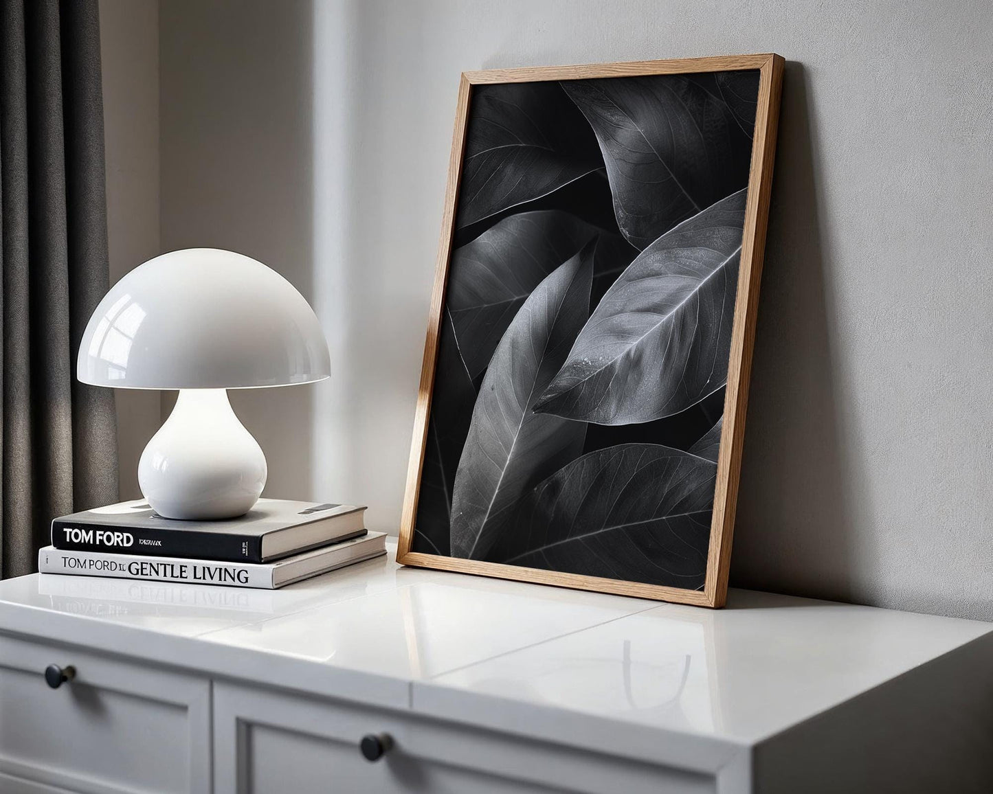 Botanical Photo | Abstract Leaf Macro Photography Print | Black & White Minimal abstract wall art print, geometric minimalist poster, modern Scandinavian decor, Monohaus