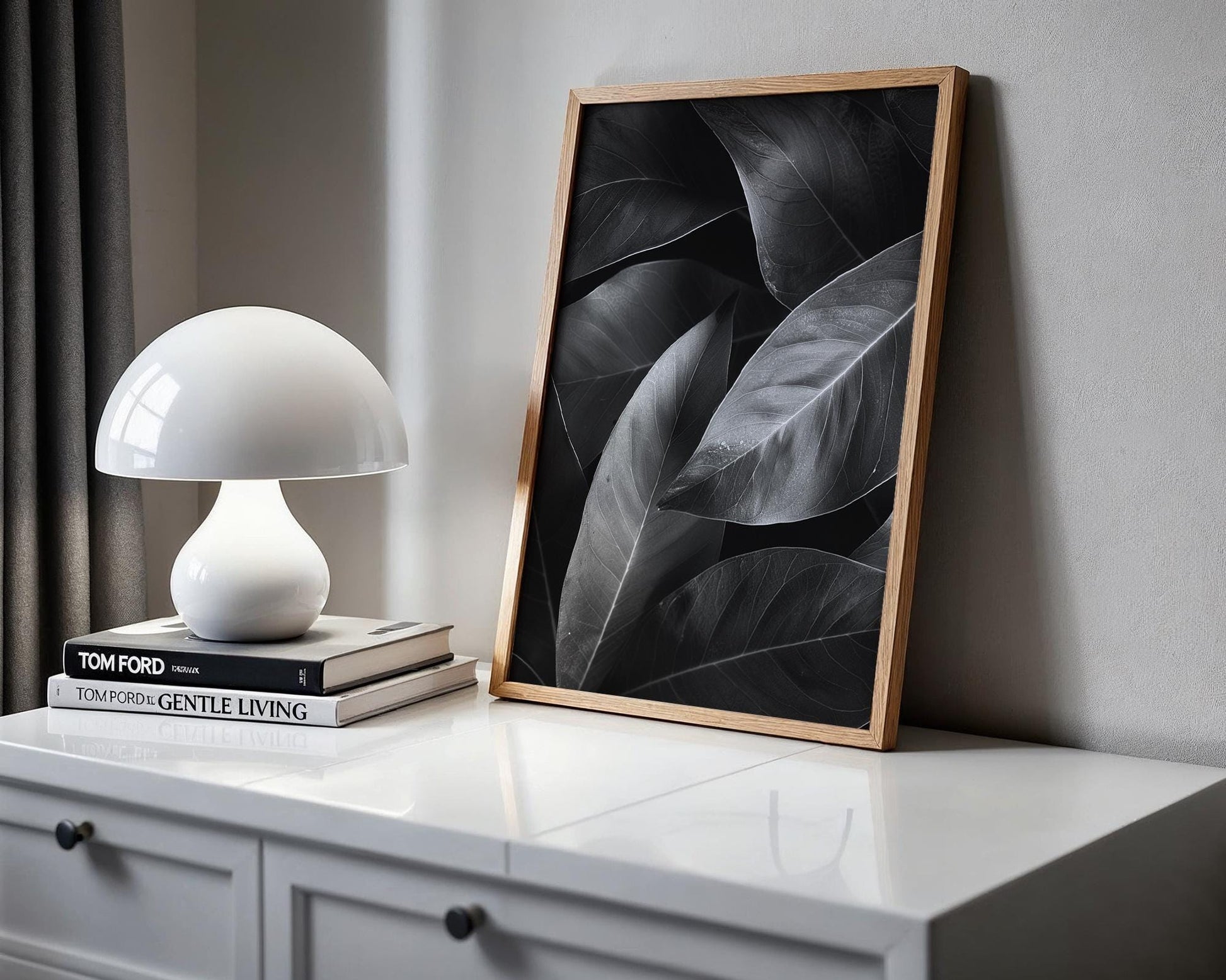 Botanical Photo | Abstract Leaf Macro Photography Print | Black & White Minimal abstract wall art print, geometric minimalist poster, modern Scandinavian decor, Monohaus