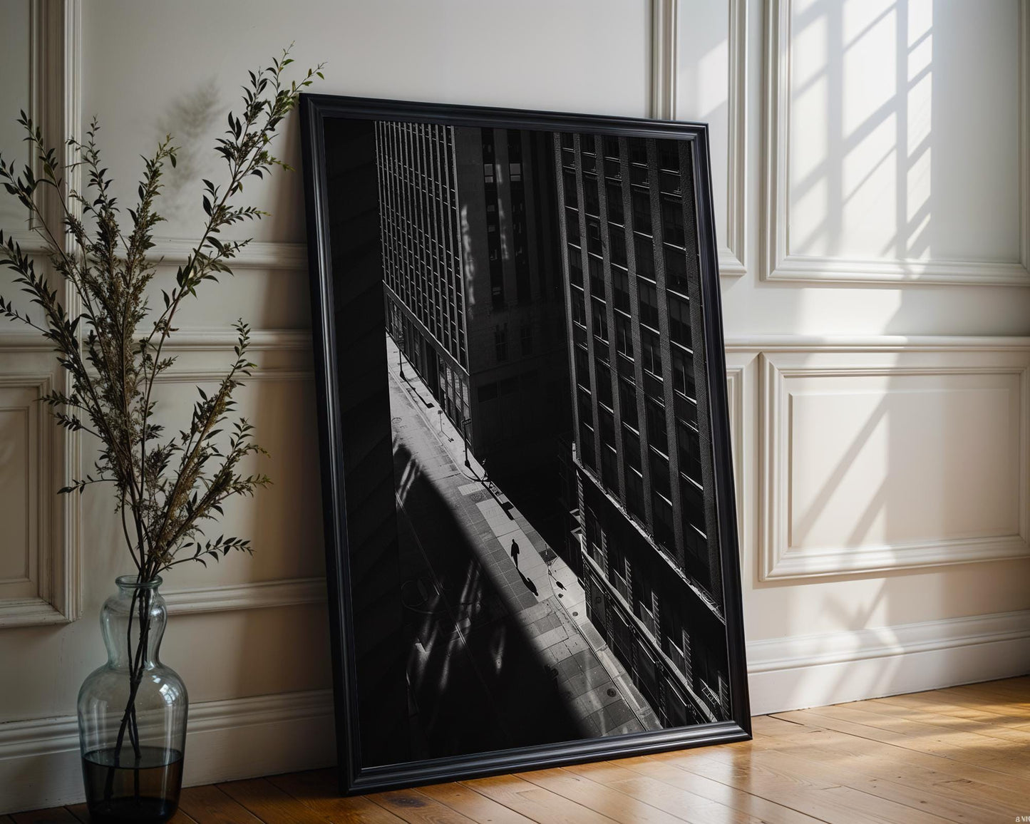 City Canyon Shadow Print | Black and White Urban Photography wall art print, black and white architectural poster, minimalist modern Scandinavian wall decor, Monohaus