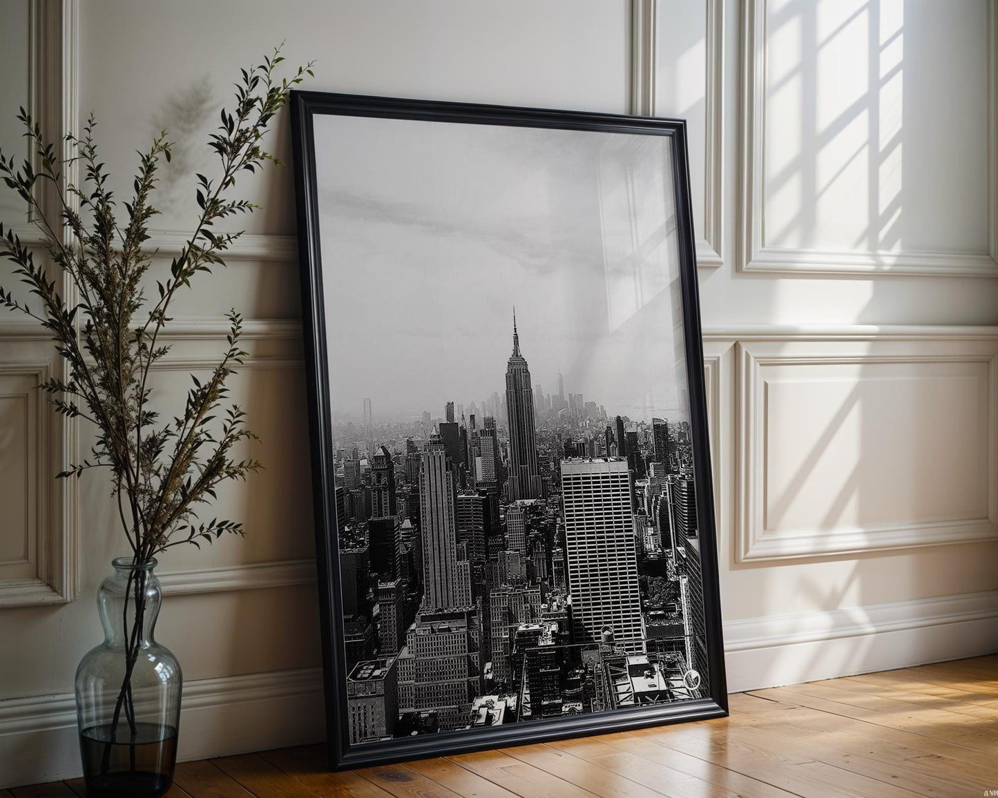 Designer Wall Art | Empire State Building Print | Black & White NYC Skyline Photography wall art print, black and white architectural poster, minimalist modern Scandinavian wall decor, Monohaus