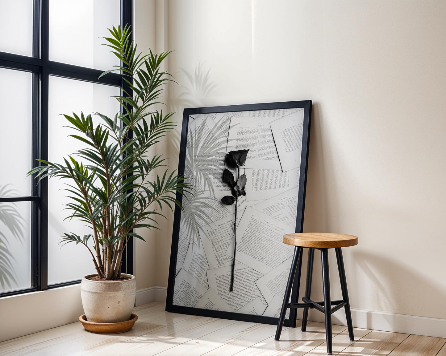 Black Rose Photography Print | Dark Academia, Literary Wall Art wall art print, minimalist black and white poster, modern Scandinavian wall decor, Monohaus