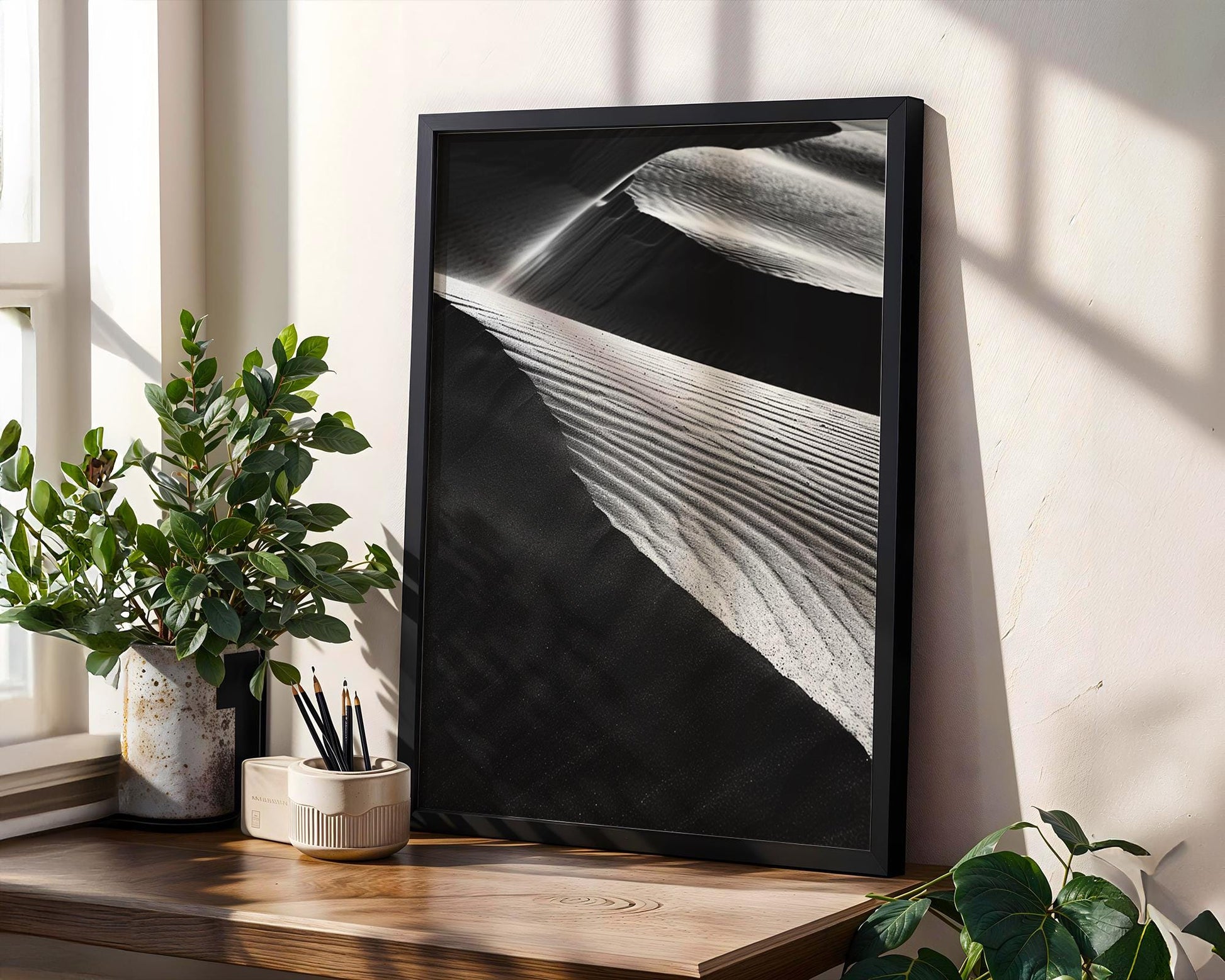 Botanical Photo | Monochrome Dune Texture Print | Minimalist Desert Landscape Art wall art print, minimalist black and white poster, modern Scandinavian wall decor, Monohaus