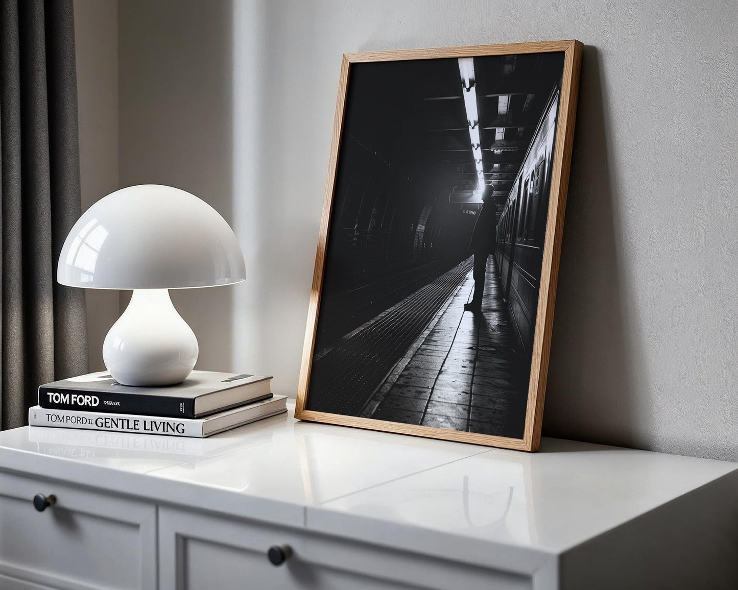 Minimal Wall Art Subway Silence | Black and White Street Photography wall art print, black and white architectural poster, minimalist modern Scandinavian wall decor, Monohaus