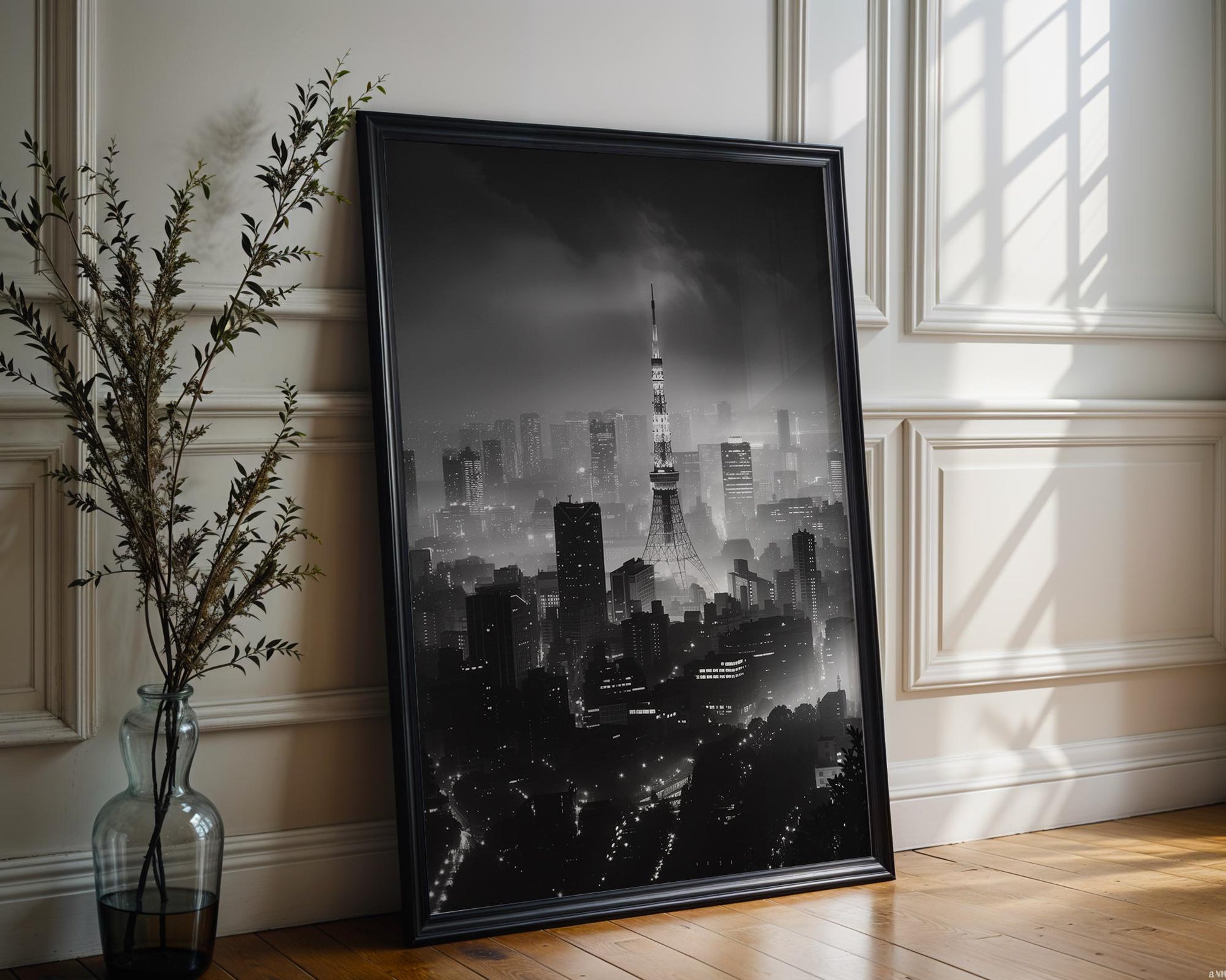 World Landmark | Tokyo Tower Black and White Photography Print | Japan Cityscape Wall Art wall art print, black and white architectural poster, minimalist modern Scandinavian wall decor, Monohaus