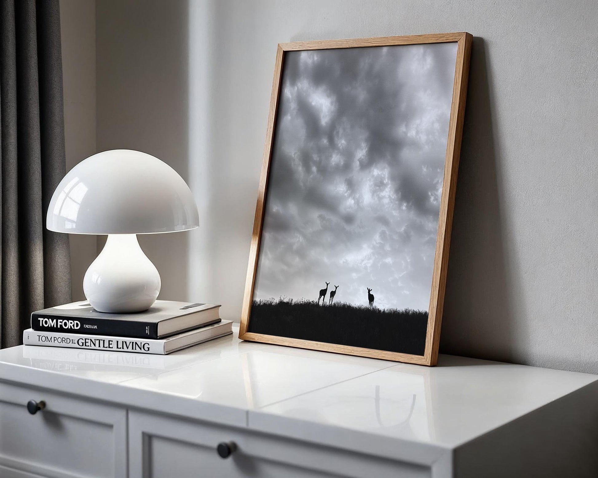 Wildlife Poster | Antelope Silhouette Fine Art Print • Minimalist Black & White Photography wall art print, minimalist black and white poster, modern Scandinavian wall decor, Monohaus