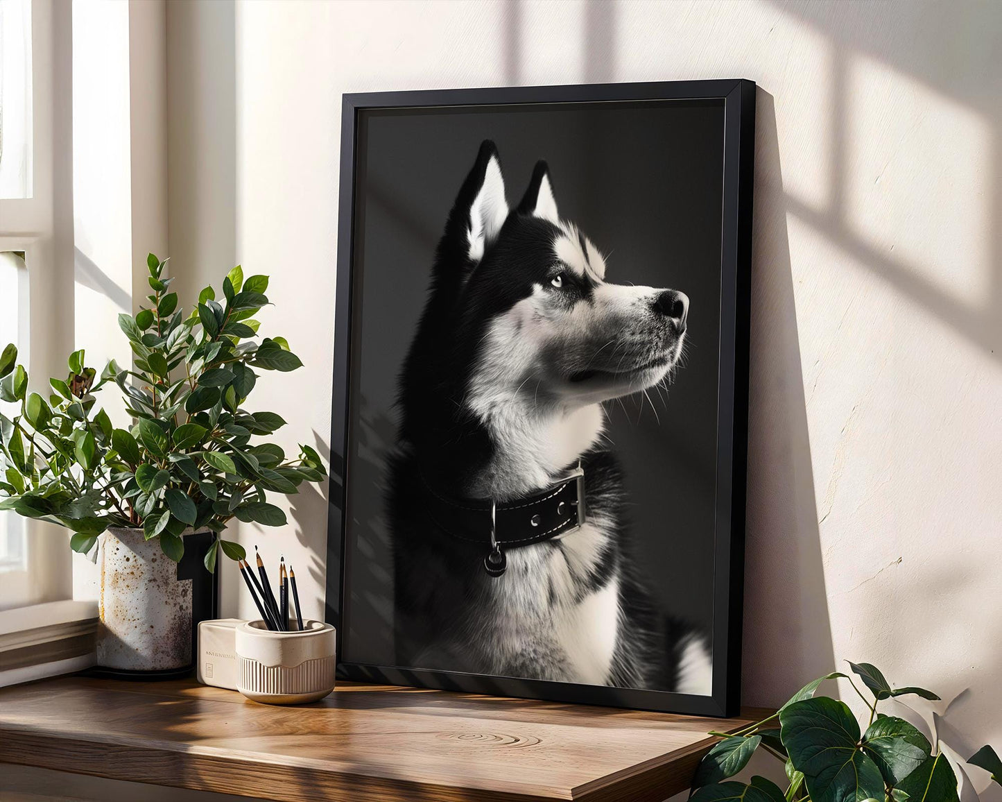 Dog Photography Husky Pet Portrait Print | Black and White Modern Poster wall art print, minimalist black and white poster, modern Scandinavian wall decor, Monohaus