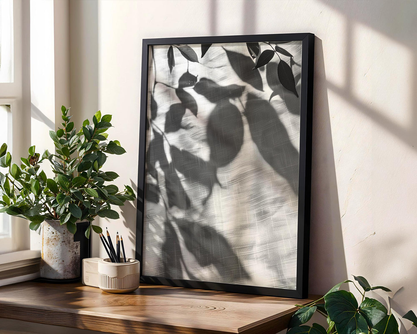 Botanical Photo | Abstract Shadow Leaves Print | Minimal Photography Wall Art abstract wall art print, geometric minimalist poster, modern Scandinavian decor, Monohaus