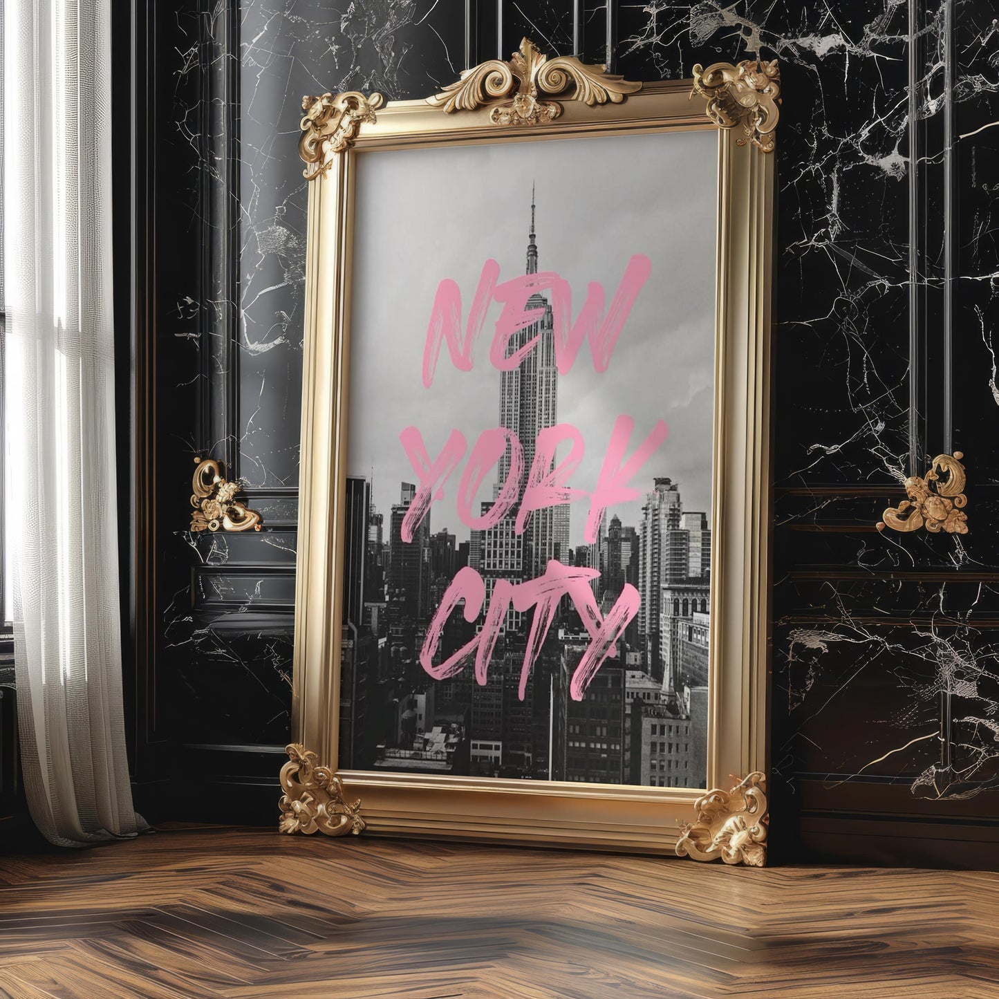 Designer Wall Art | New York City Skyline Print | Empire State Building wall art print, black and white architectural poster, minimalist modern Scandinavian wall decor, Monohaus