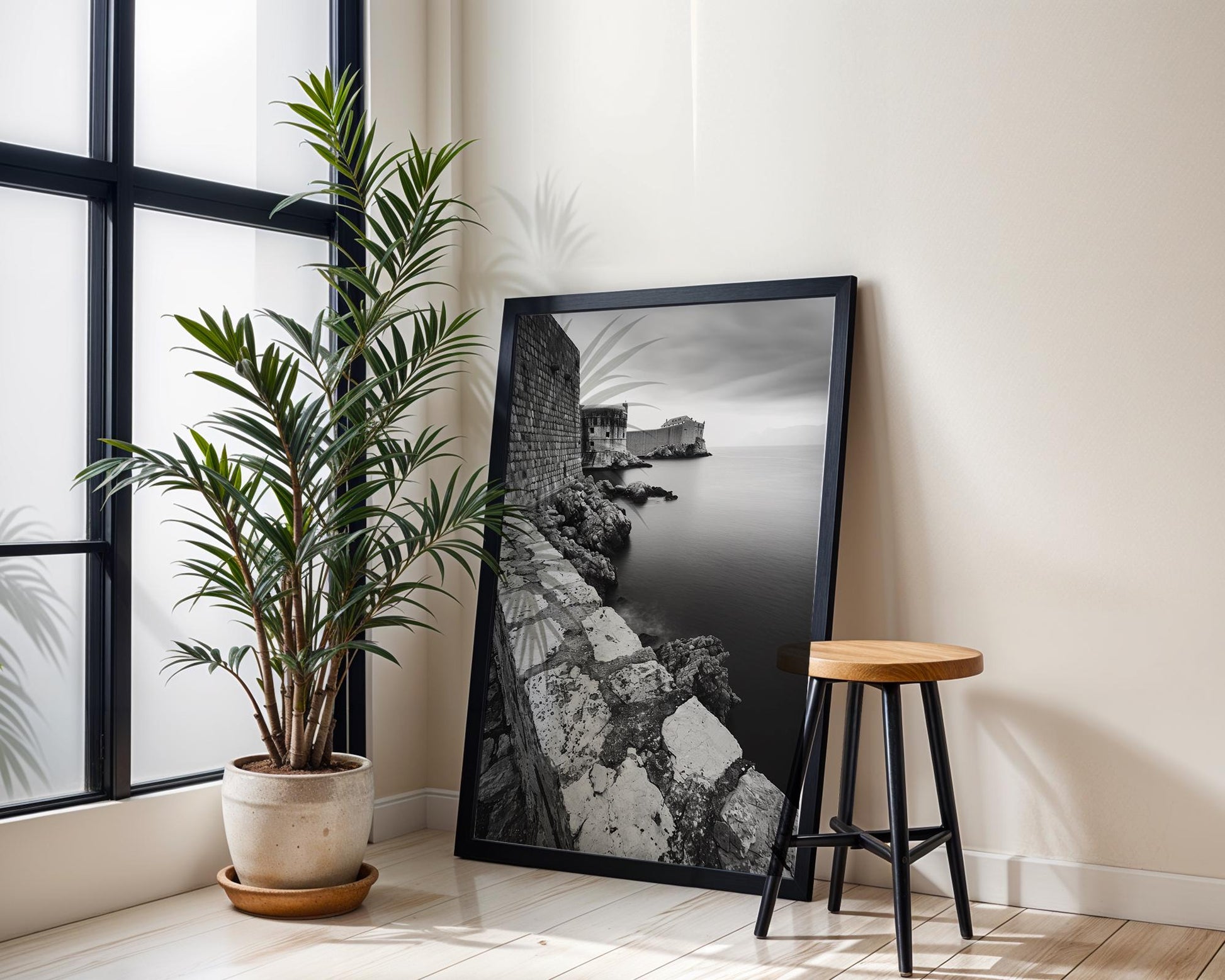 World Landmark | Fort Bokar Dubrovnik Print | Black and White Croatia Wall Art wall art print, minimalist black and white poster, modern Scandinavian wall decor, Monohaus