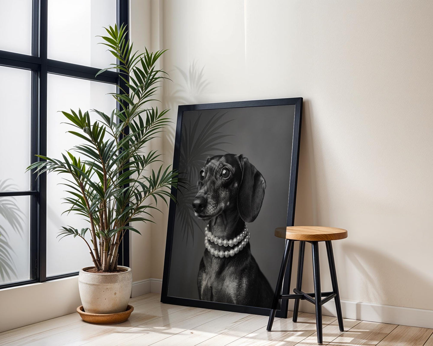 Dog Photography Dachshund Pet Print | Modern Minimal Poster Black & White wall art print, minimalist black and white poster, modern Scandinavian wall decor, Monohaus