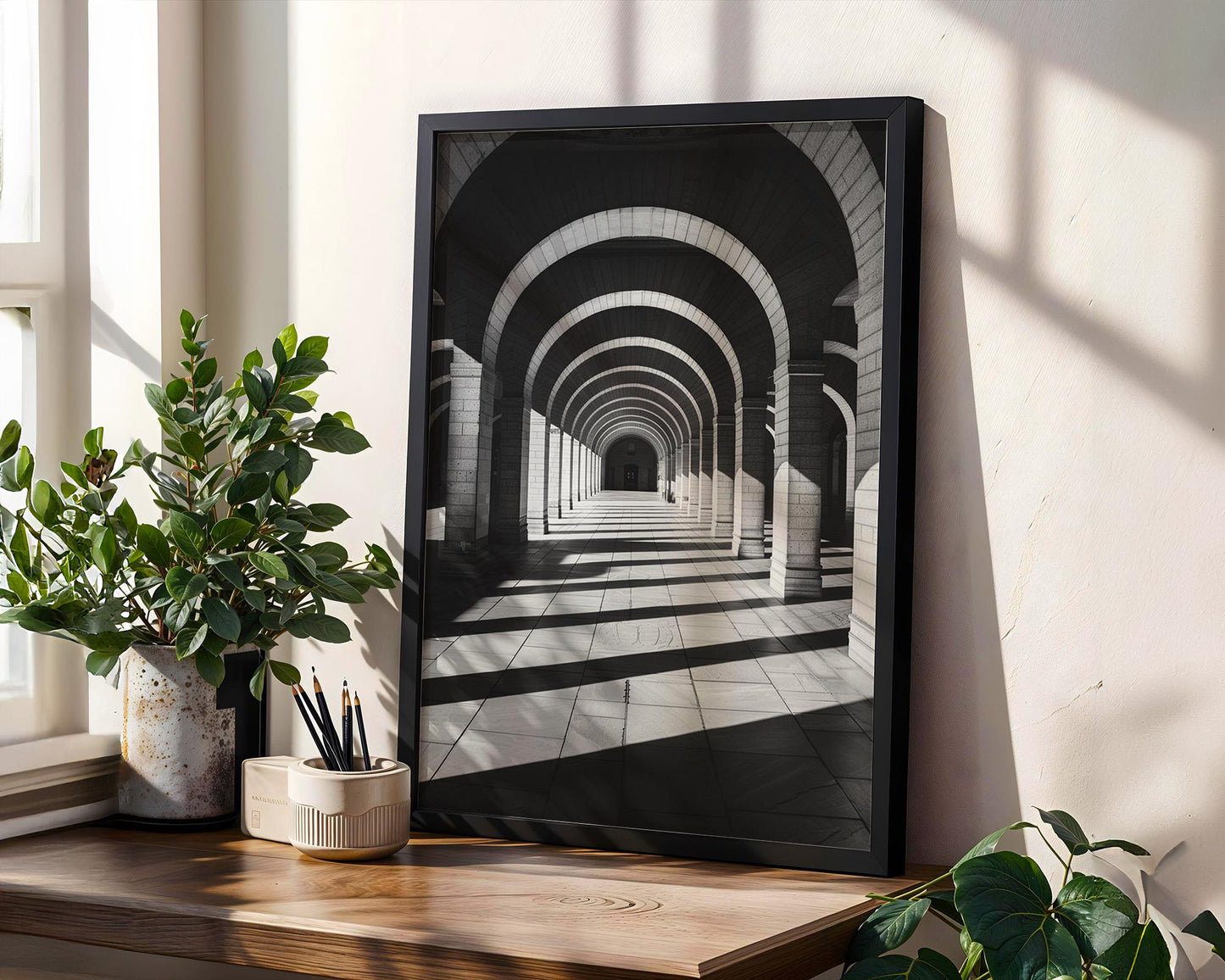 World Landmark | Madrid Cathedral Arches Print | Minimalist Black and White Photography