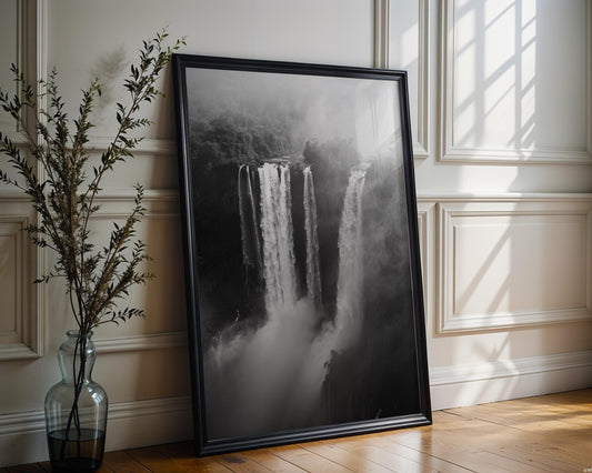 World Landmark | Iguazu Falls Print | Black and White Minimalist Photography wall art print, minimalist black and white poster, modern Scandinavian wall decor, Monohaus