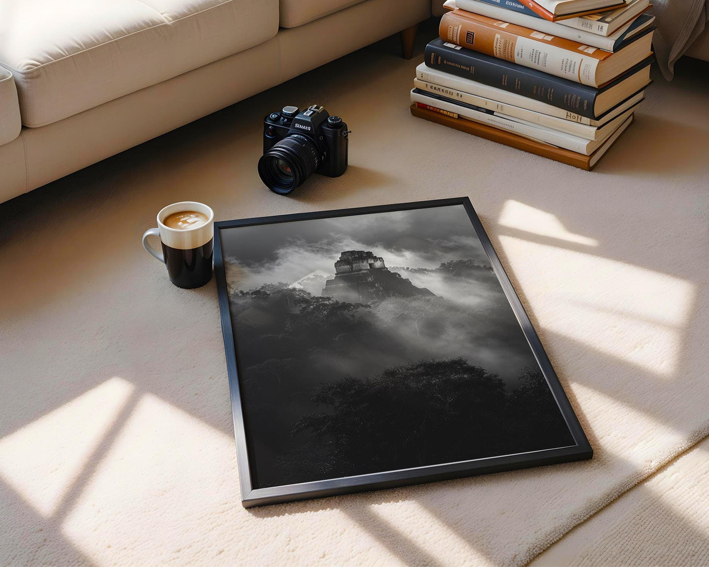 World Landmark | Tikal Temple Black & White Photography Print | Guatemala Jungle Ruins Wall Art wall art print, minimalist black and white poster, modern Scandinavian wall decor, Monohaus