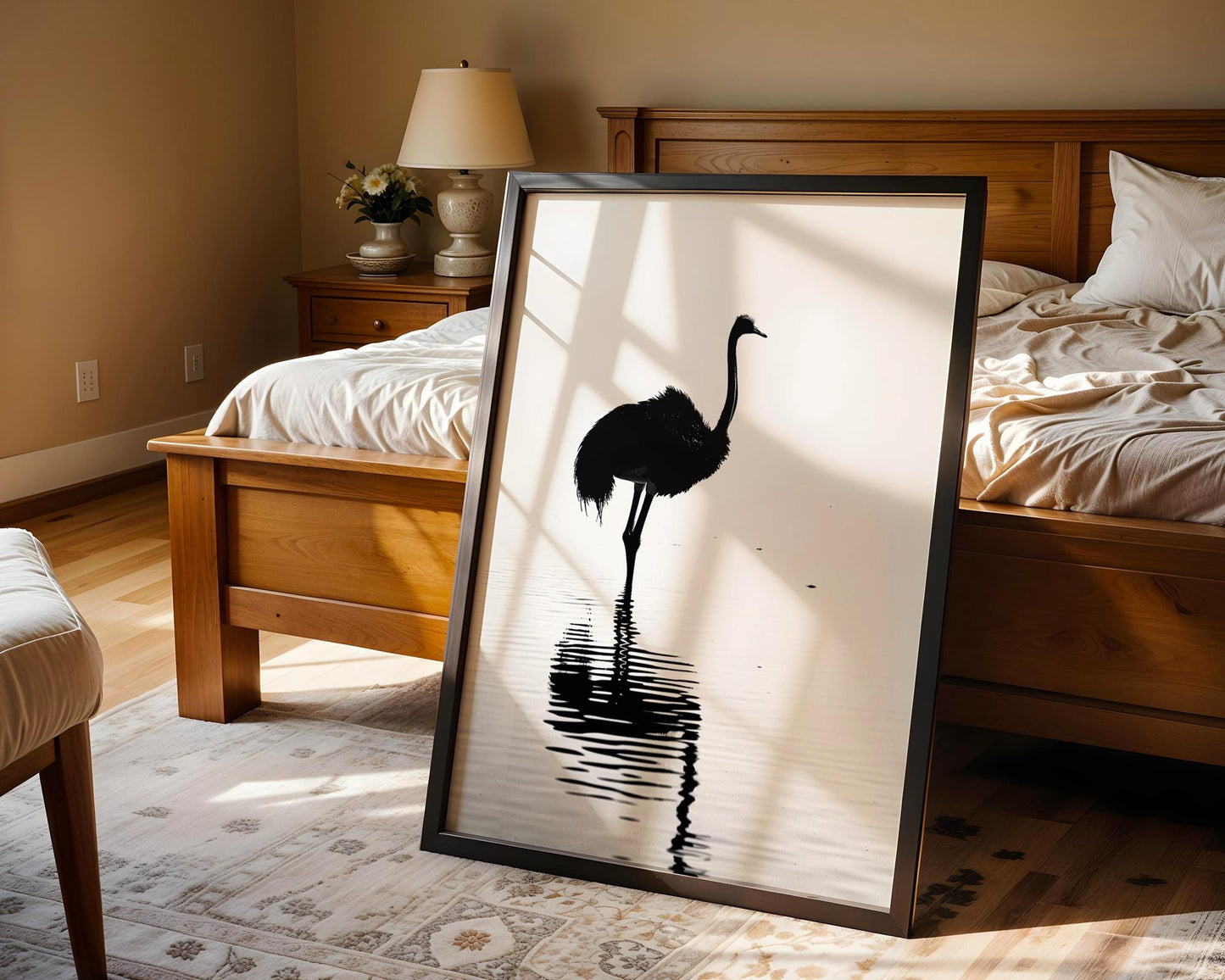 Wildlife Poster | Ostrich Silhouette Art Print • Minimalist Black & White Photography wall art print, minimalist black and white poster, modern Scandinavian wall decor, Monohaus