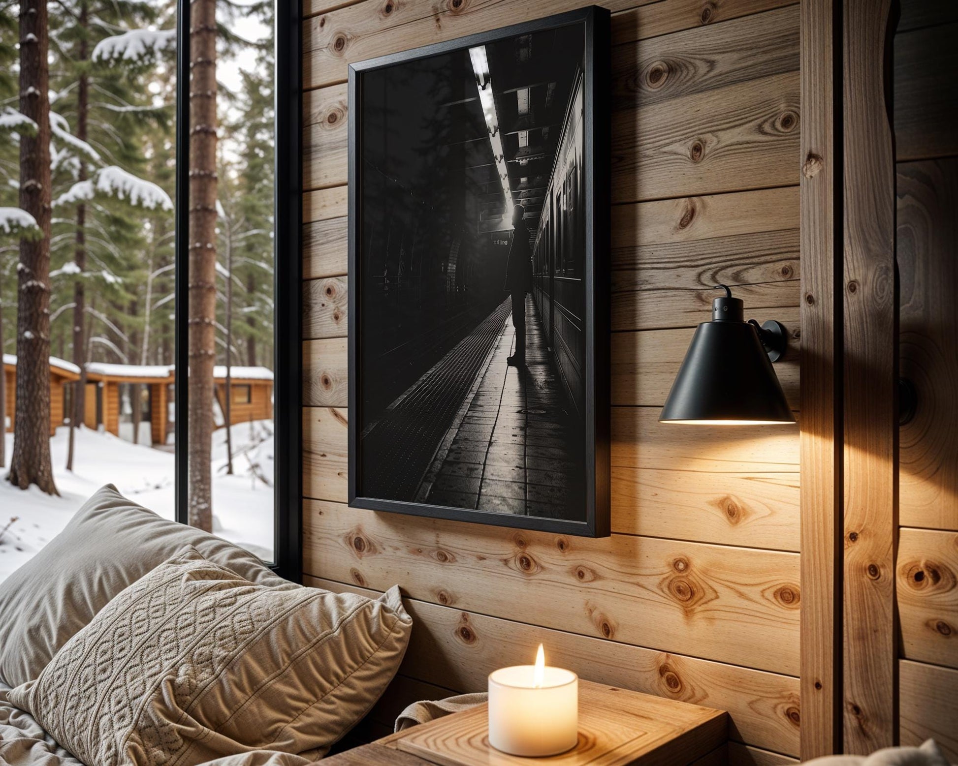 Minimal Wall Art Subway Silence | Black and White Street Photography wall art print, black and white architectural poster, minimalist modern Scandinavian wall decor, Monohaus