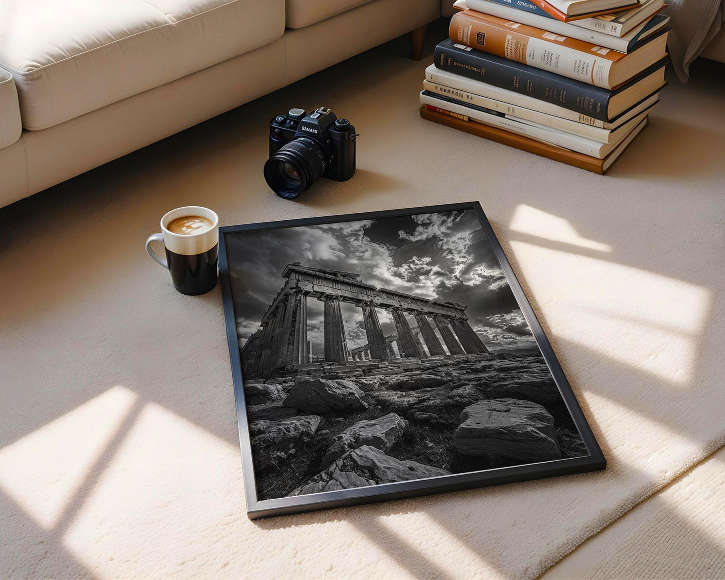 World Landmark | Parthenon Print | Dramatic Black & White Greek Architecture Wall Art wall art print, black and white architectural poster, minimalist modern Scandinavian wall decor, Monohaus