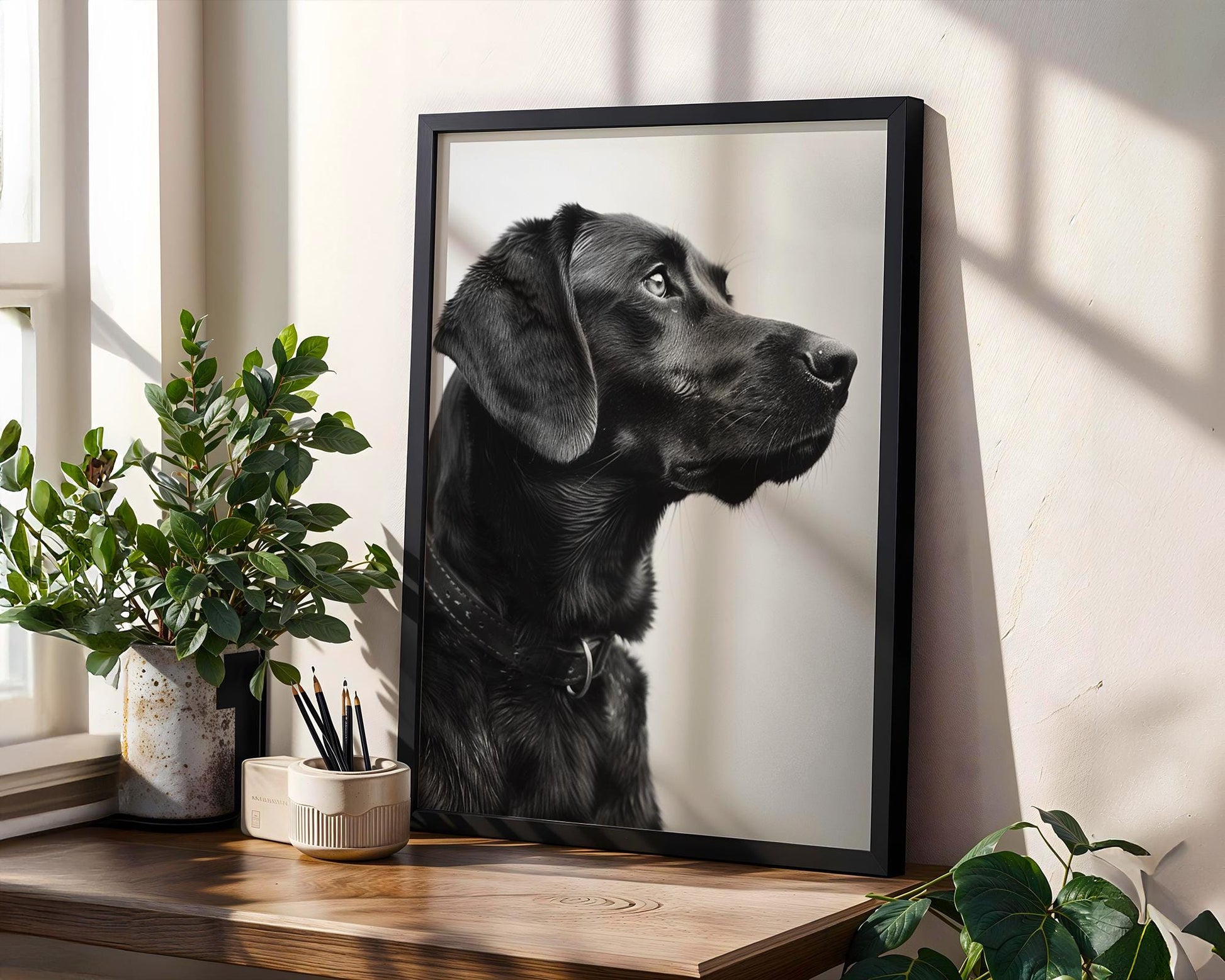 Dog Photography Black Lab Fine Art Print | Modern Pet Portrait, Minimalist Decor wall art print, minimalist black and white poster, modern Scandinavian wall decor, Monohaus