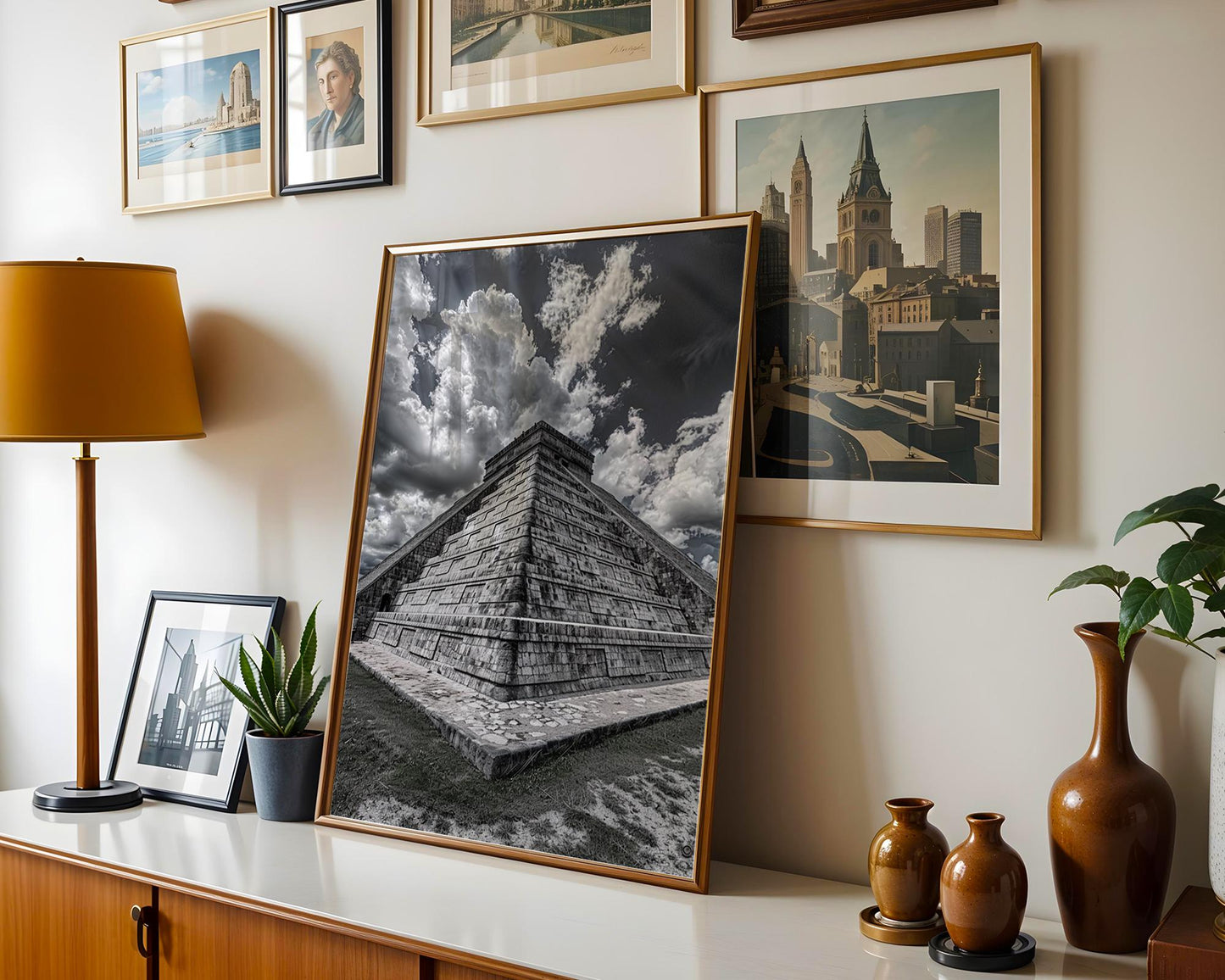 World Landmark | Chichen Itza Pyramid Photography Print | Black and White Mexico Wall Art