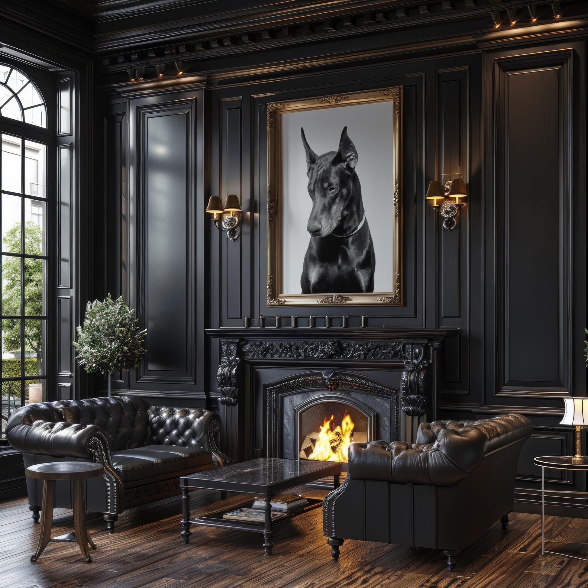 Designer Wall Art | Doberman Portrait Print | Minimalist Black and White Dog Art wall art print, minimalist black and white poster, modern Scandinavian wall decor, Monohaus