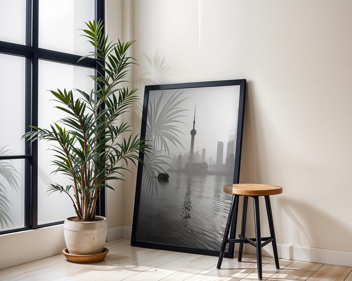 World Landmark | Shanghai Cityscape Photography Print | Modern Black and White Wall Art