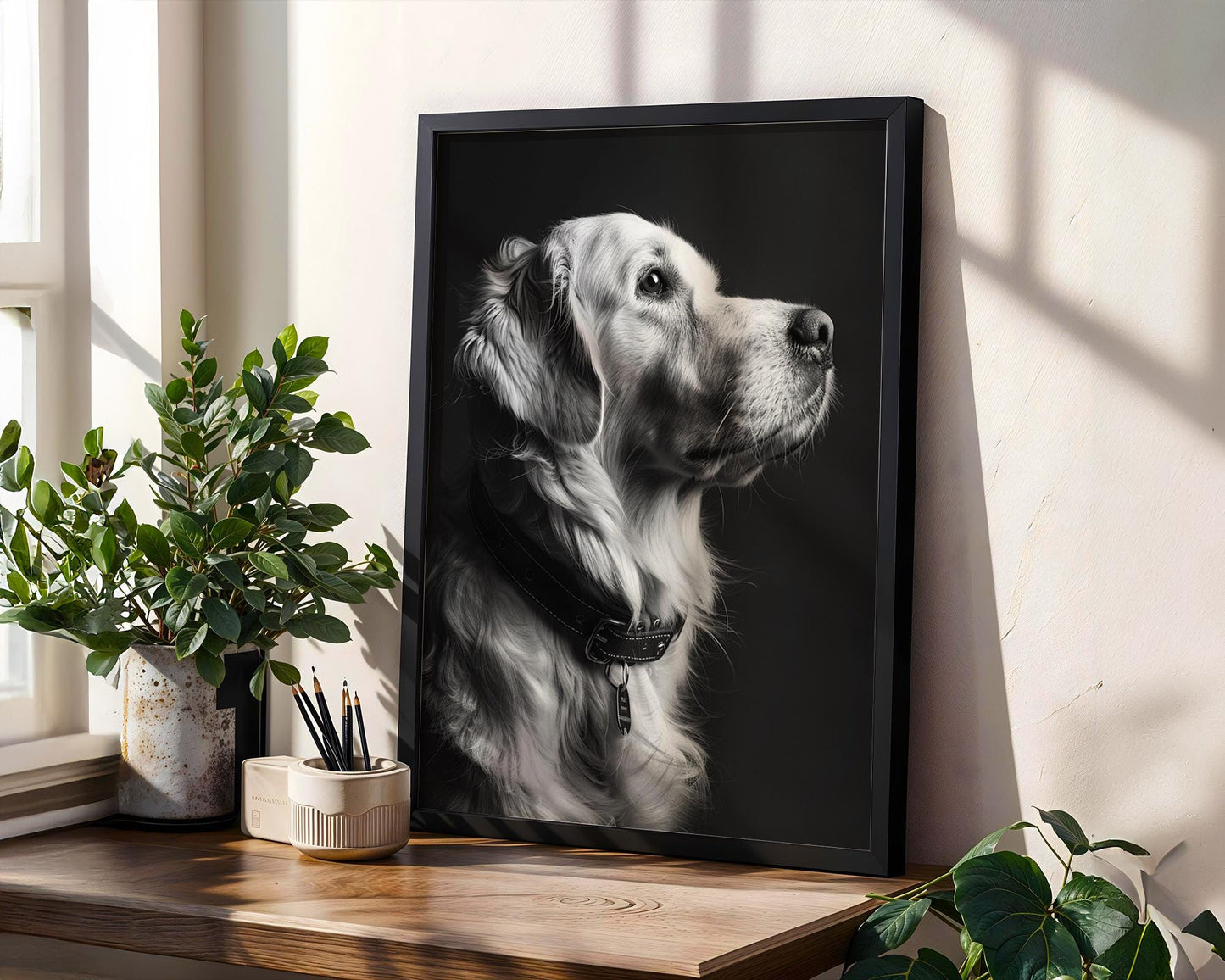 Dog Photography Golden Retriever Print | Black and White , Modern Portrait wall art print, minimalist black and white poster, modern Scandinavian wall decor, Monohaus