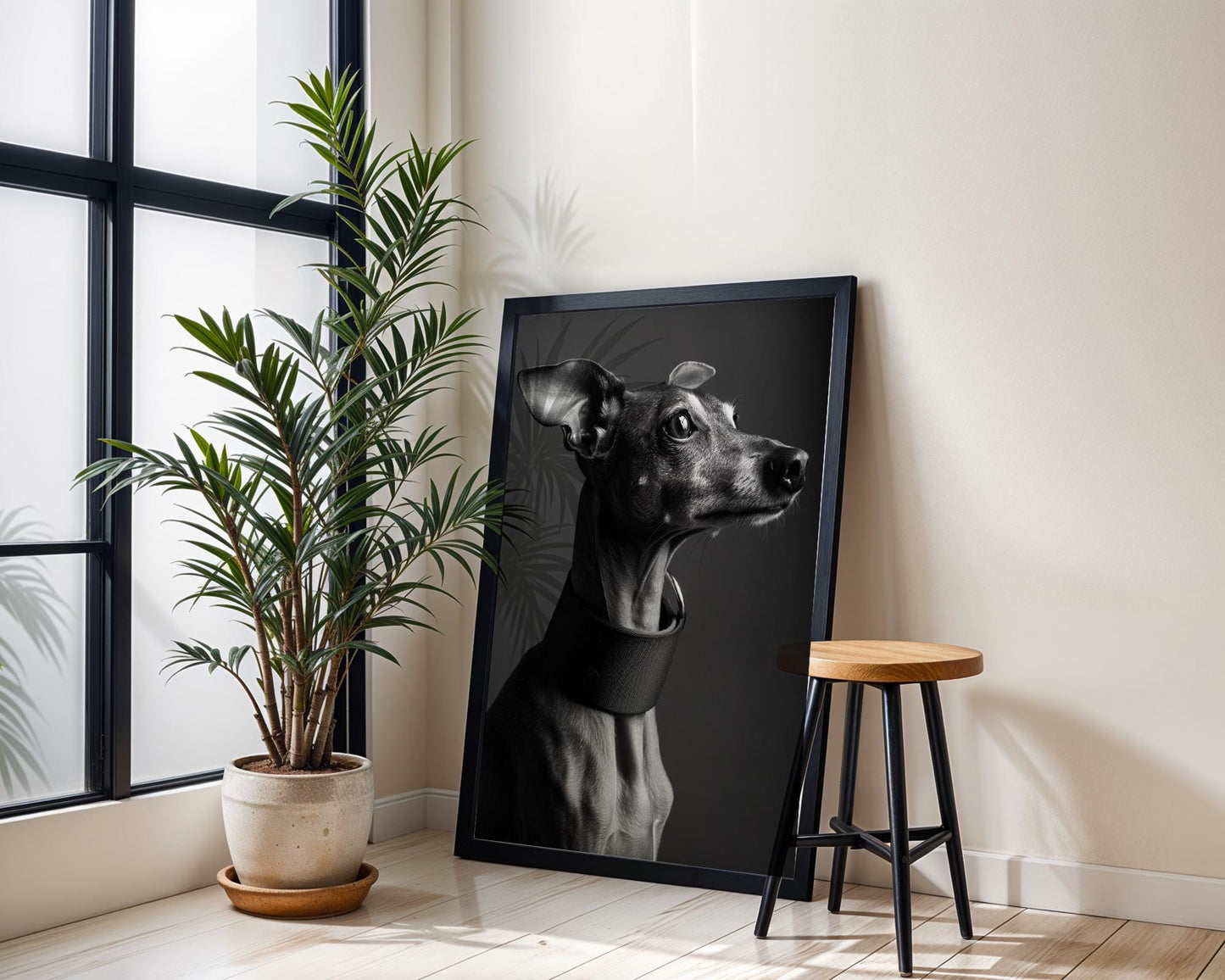 Dog Photography Italian Greyhound Portrait | Minimalist Black and White Fine Art Print wall art print, minimalist black and white poster, modern Scandinavian wall decor, Monohaus