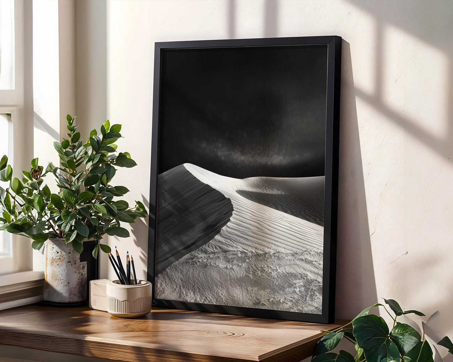Botanical Photo | Minimalist Desert Dunes Print | Black and White Fine Art Photography wall art print, minimalist black and white poster, modern Scandinavian wall decor, Monohaus