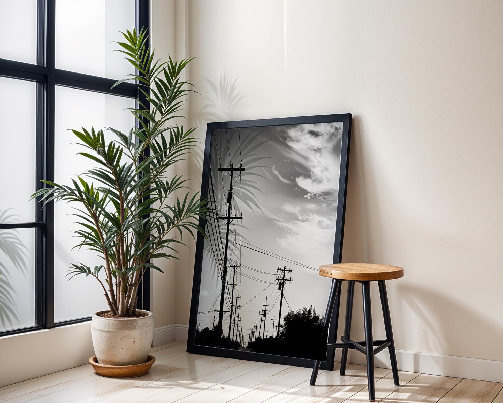 Urban Photography | Minimalist Black and White Photo Print | Power Lines Wall Art abstract wall art print, geometric minimalist poster, modern Scandinavian decor, Monohaus