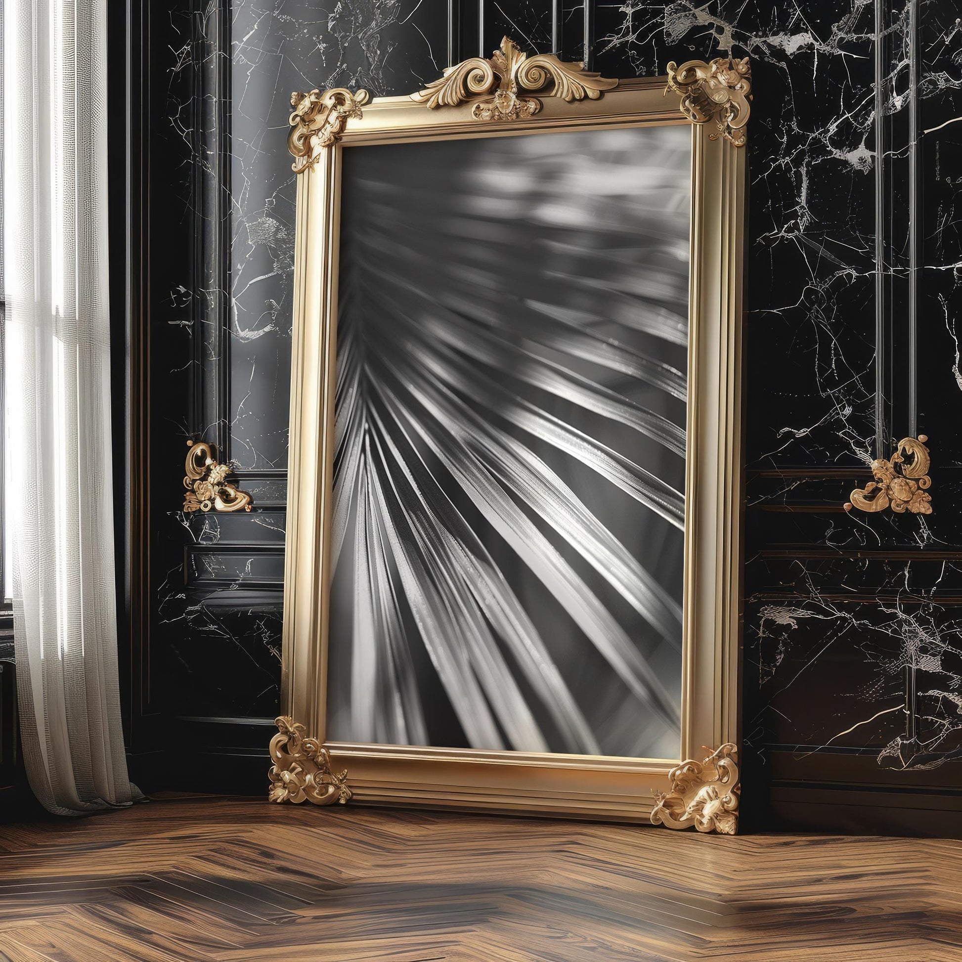 Botanical Photo | Black and White Palm Leaf Print | Minimalist Nature Wall Art wall art print, minimalist black and white poster, modern Scandinavian wall decor, Monohaus