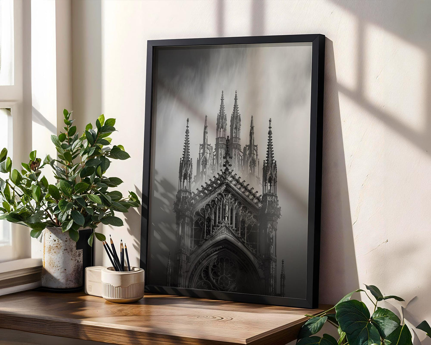 World Landmark | Gothic Church Photography Print | Moody Black and White Wall Art wall art print, minimalist black and white poster, modern Scandinavian wall decor, Monohaus