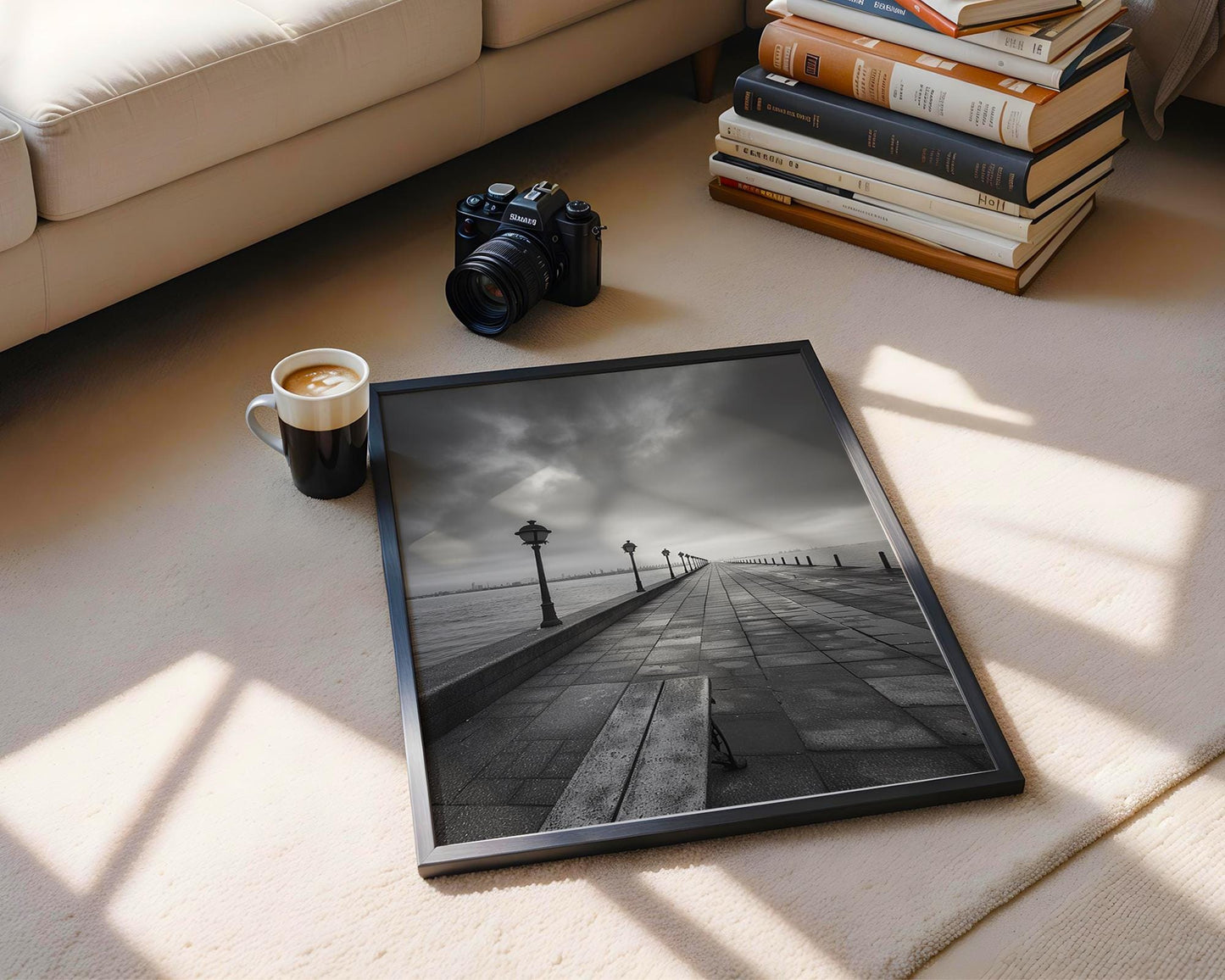 World Landmark | Thessaloniki Greece Print | Black and White Seaside Promenade Wall Art wall art print, minimalist black and white poster, modern Scandinavian wall decor, Monohaus