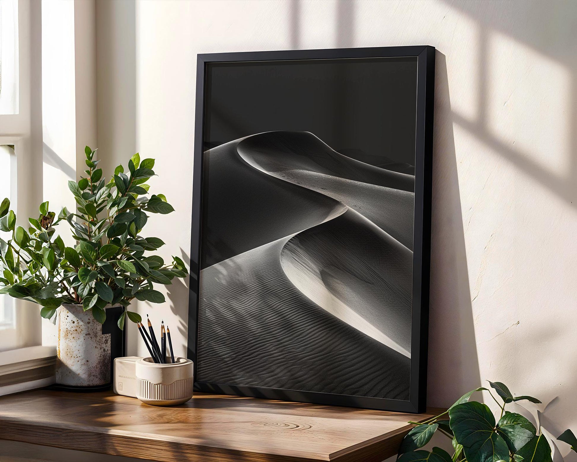 Botanical Photo | Desert Sand Dunes Print Black and White | Nature Landscape wall art print, minimalist black and white poster, modern Scandinavian wall decor, Monohaus