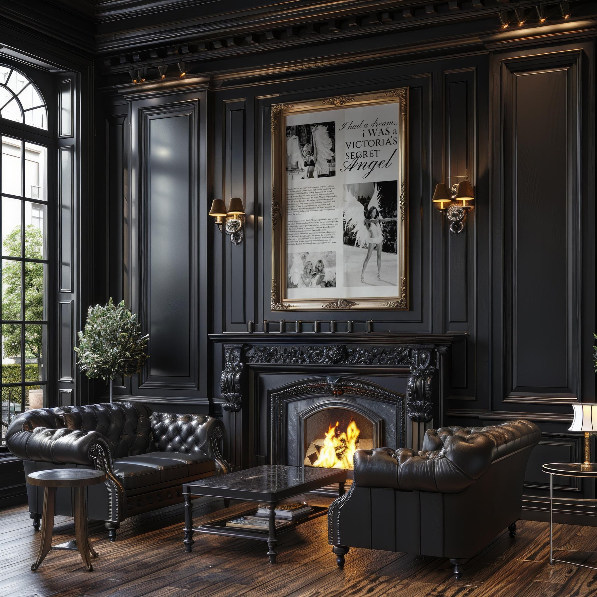 Designer Wall Art | Fashion Print Victoria’s Secret Angel Poster | Glamorous wall art print, minimalist black and white poster, modern Scandinavian wall decor, Monohaus