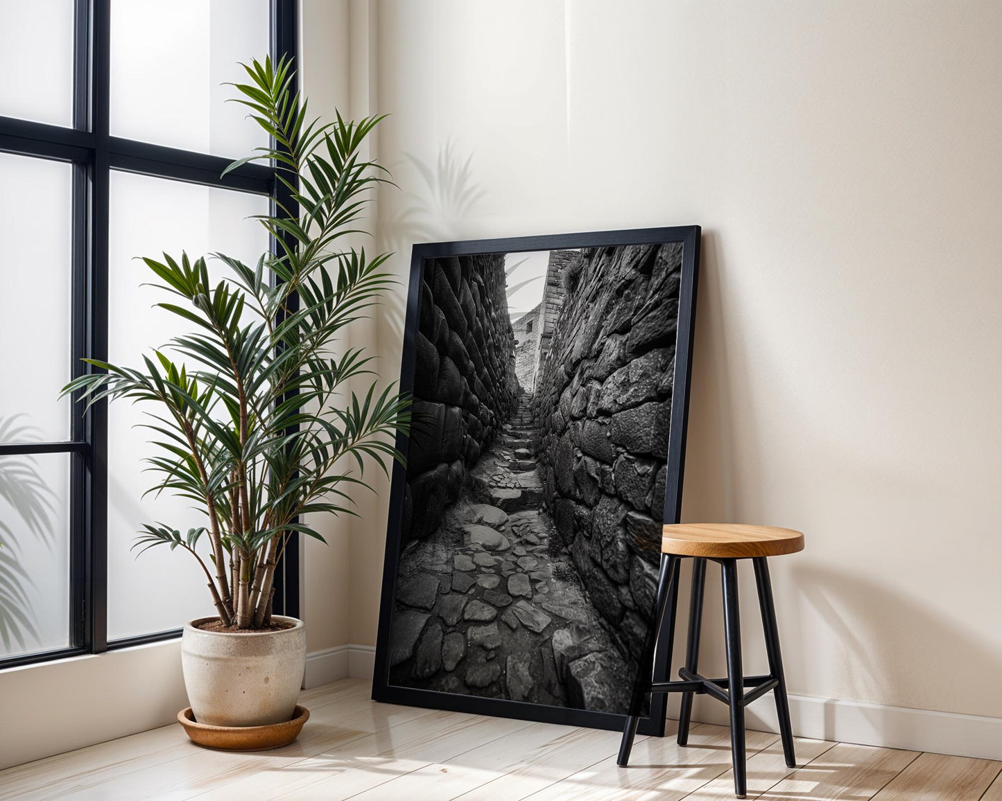 World Landmark | Machu Picchu Print | Black and White Inca Architecture Photography wall art print, black and white architectural poster, minimalist modern Scandinavian wall decor, Monohaus