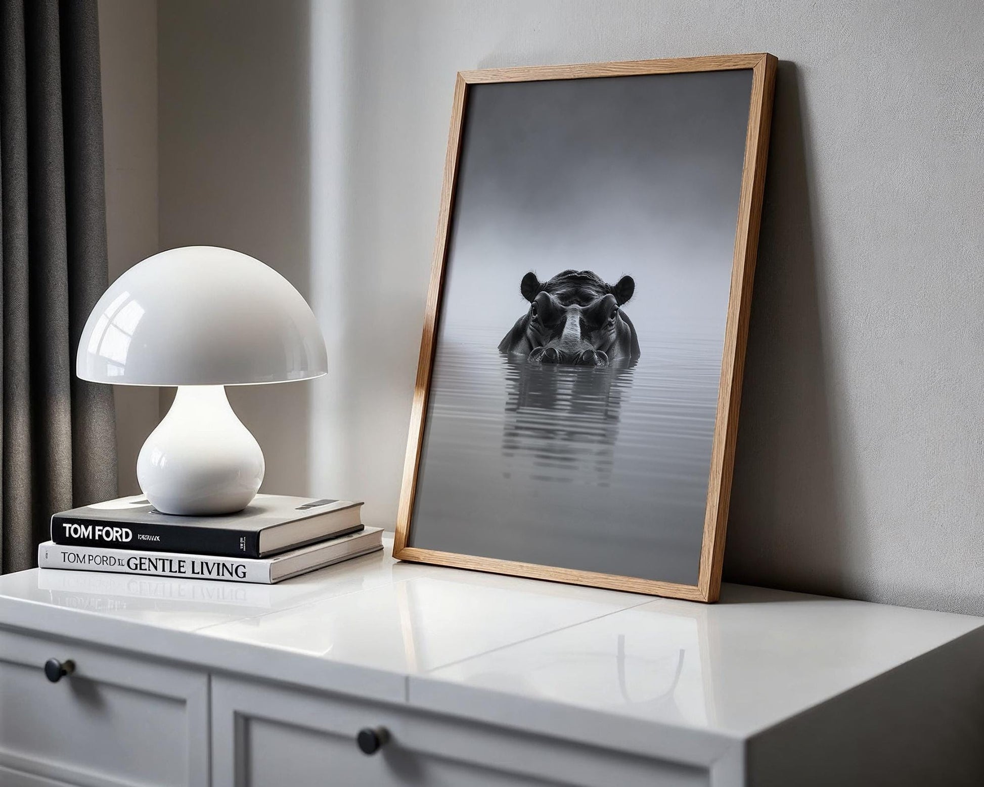 Wildlife Poster | Hippo Print | Black & White Minimalist Photography wall art print, minimalist black and white poster, modern Scandinavian wall decor, Monohaus