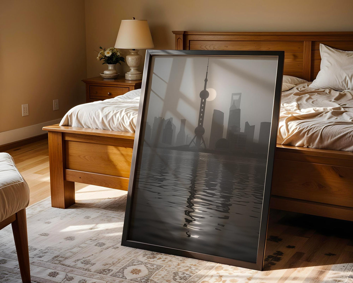 World Landmark | Shanghai Black and White Skyline Photography Print | Minimalist Cityscape Wall Art