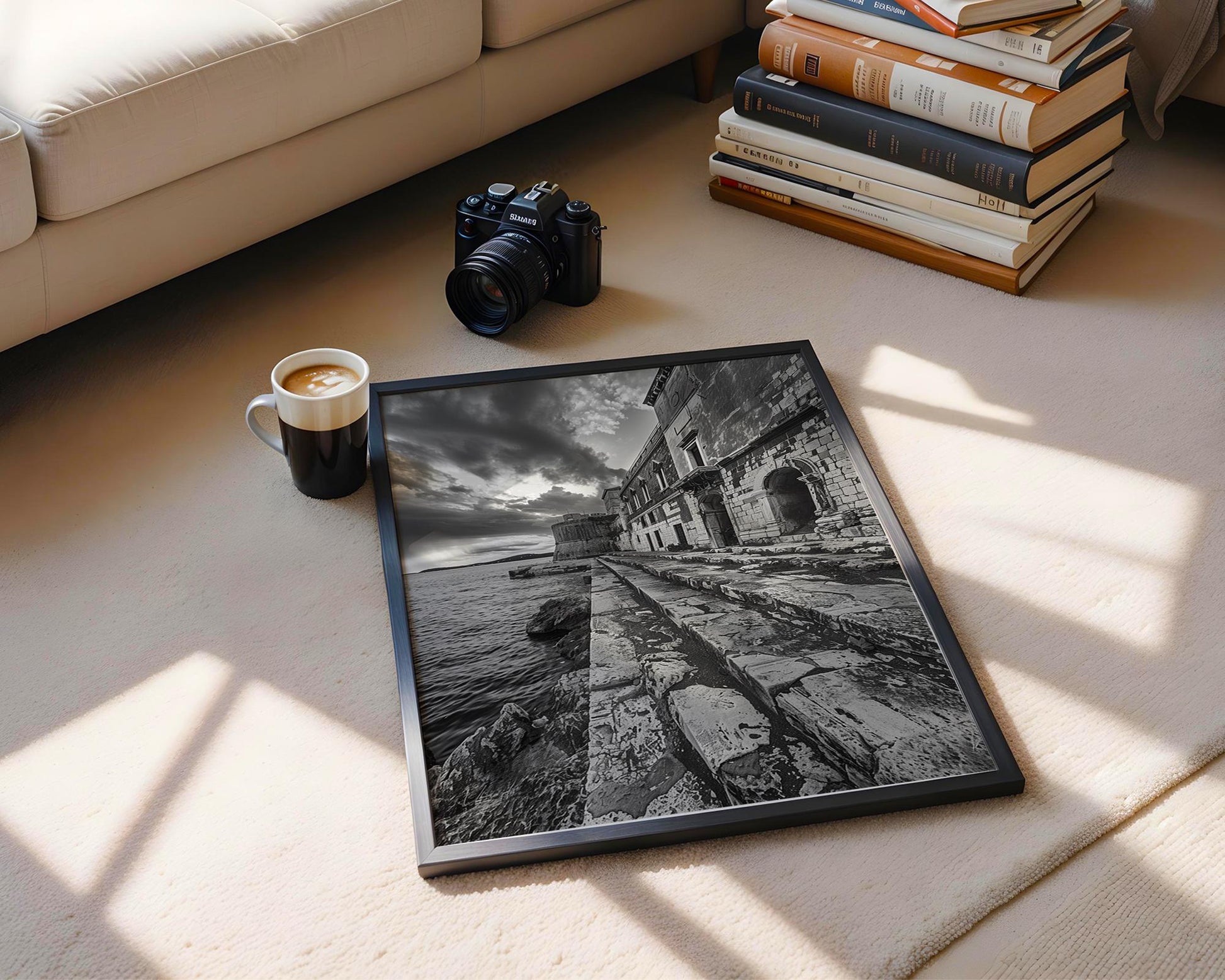 World Landmark | Dubrovnik Croatia Print | Black and White Coastal Architecture Photography wall art print, black and white architectural poster, minimalist modern Scandinavian wall decor, Monohaus