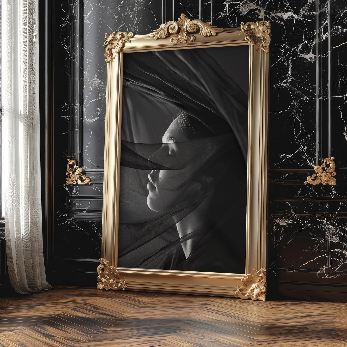 Minimal Wall Art | Veiled Fashion Print | Fine Photography Dark Minimalist Decor wall art print, minimalist black and white poster, modern Scandinavian wall decor, Monohaus