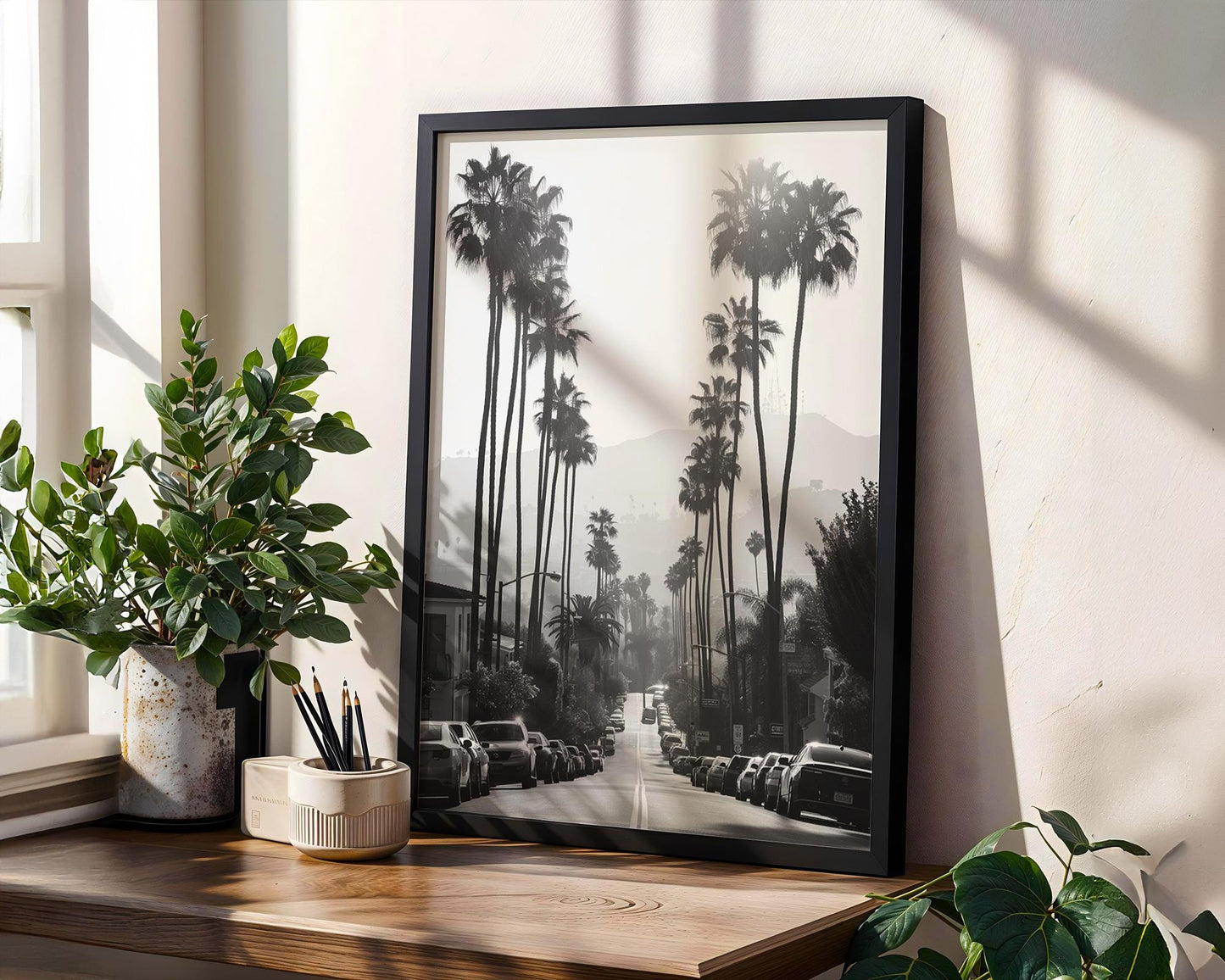 World Landmark | Beverly Hills Photography Print | Black and White Palm Tree Wall Art