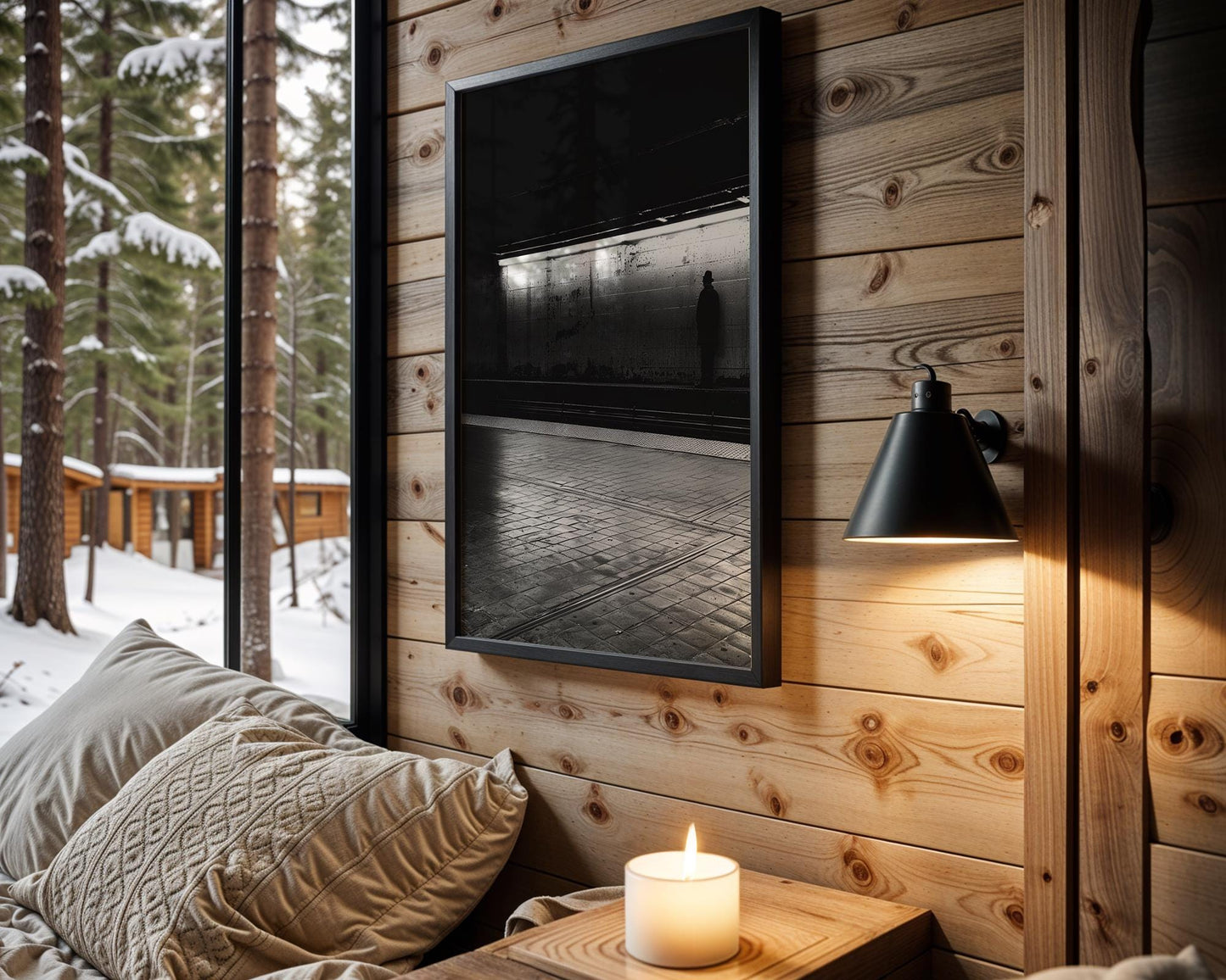 Minimal Wall Art The Watcher | Black and White Subway Photography wall art print, black and white architectural poster, minimalist modern Scandinavian wall decor, Monohaus