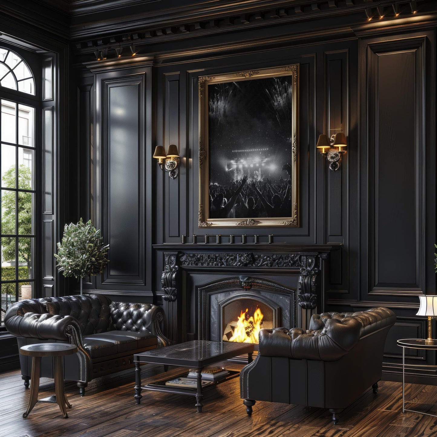 Designer Wall Art | Monochrome Concert Crowd Print | Modern Music Festival wall art print, minimalist black and white poster, modern Scandinavian wall decor, Monohaus