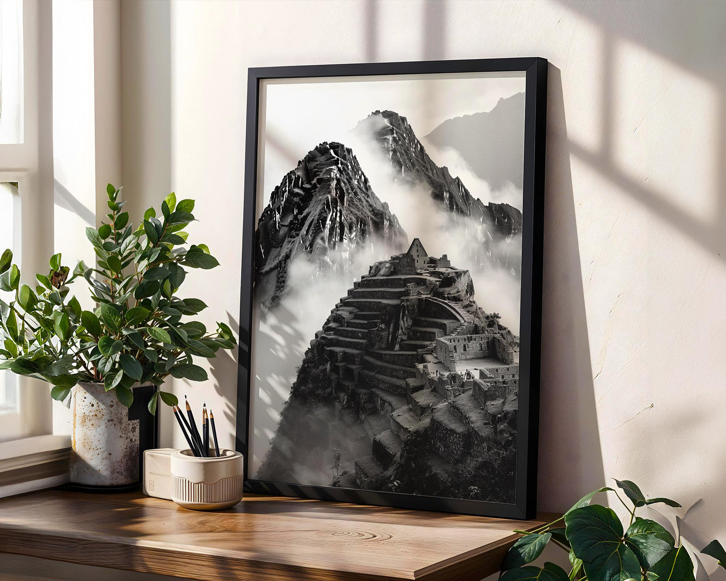 World Landmark | Machu Picchu Black and White Photography Print | Modern Travel Poster wall art print, minimalist black and white poster, modern Scandinavian wall decor, Monohaus