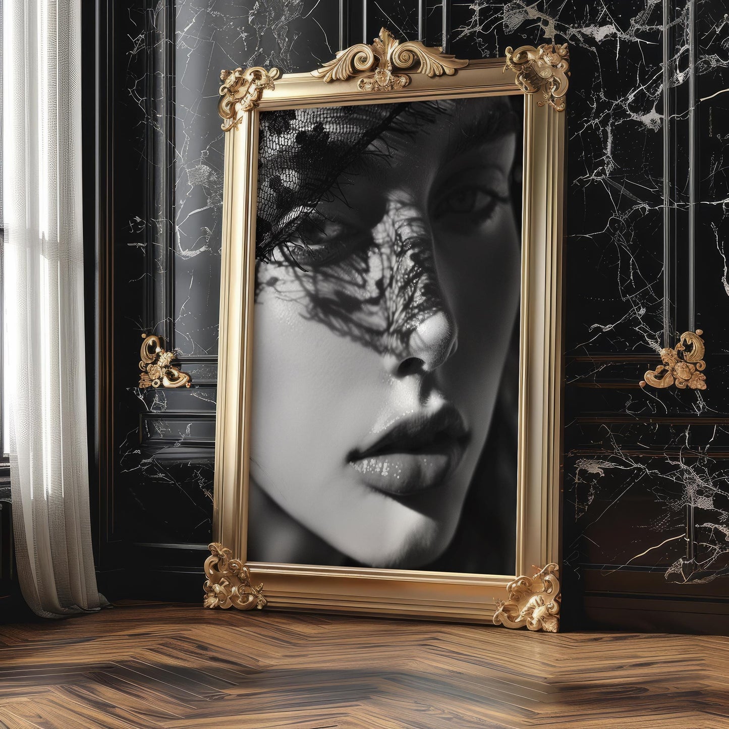 Minimal Wall Art Veiled Light | Black and White Portrait Photography Print wall art print, minimalist black and white poster, modern Scandinavian wall decor, Monohaus