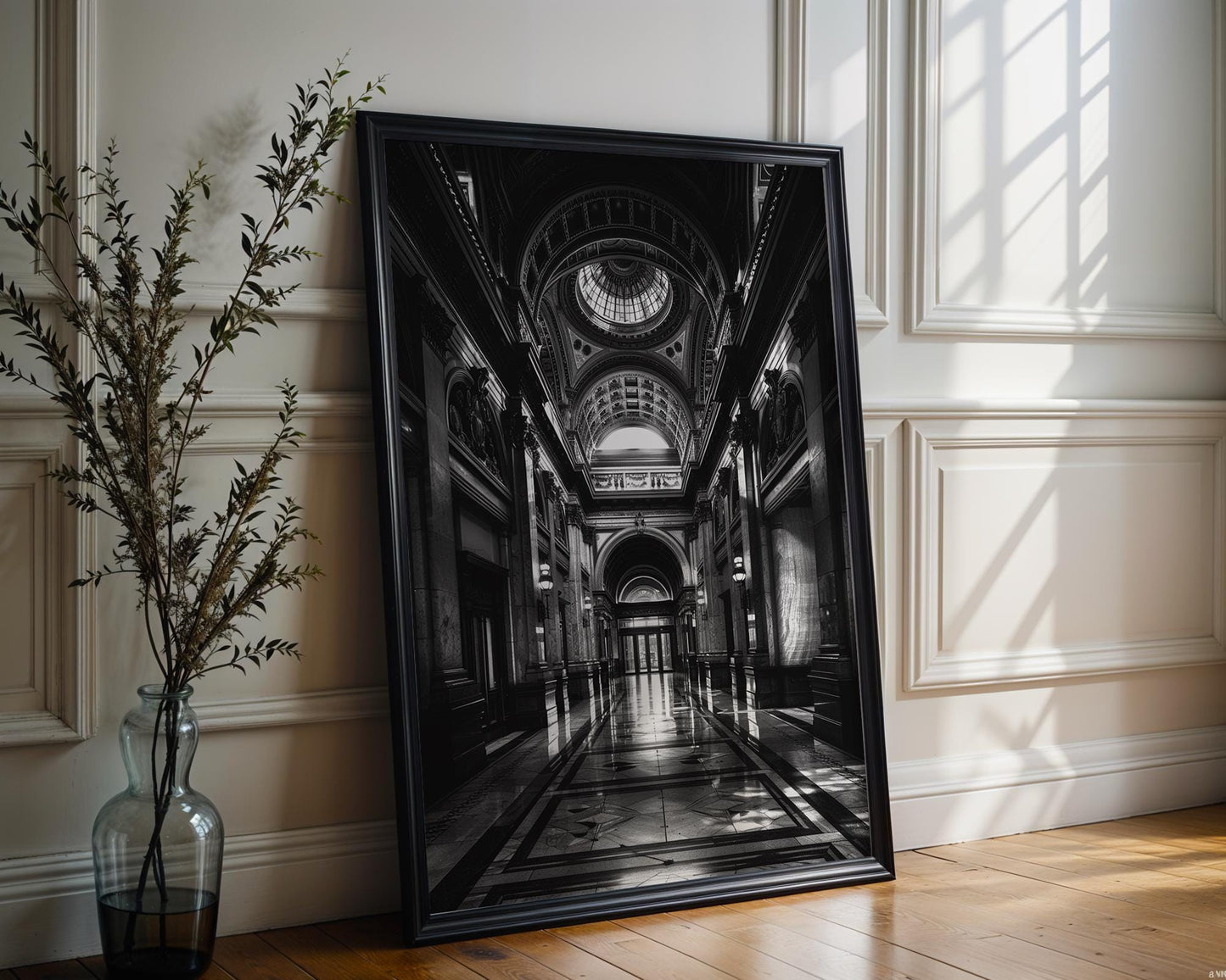 World Landmark | Vienna Museum Hall Photography Print | Grand Architecture Art wall art print, black and white architectural poster, minimalist modern Scandinavian wall decor, Monohaus