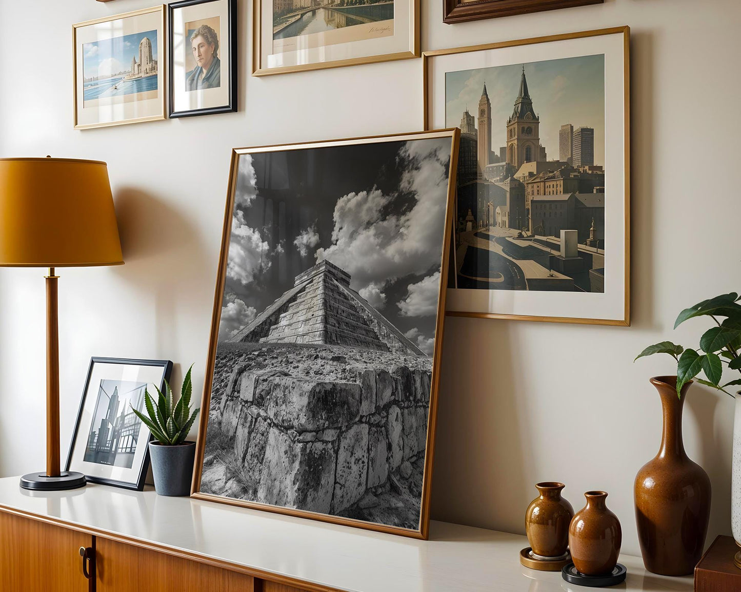 World Landmark | Chichen Itza Pyramid Print | Black and White Mayan Temple Fine Art wall art print, minimalist black and white poster, modern Scandinavian wall decor, Monohaus